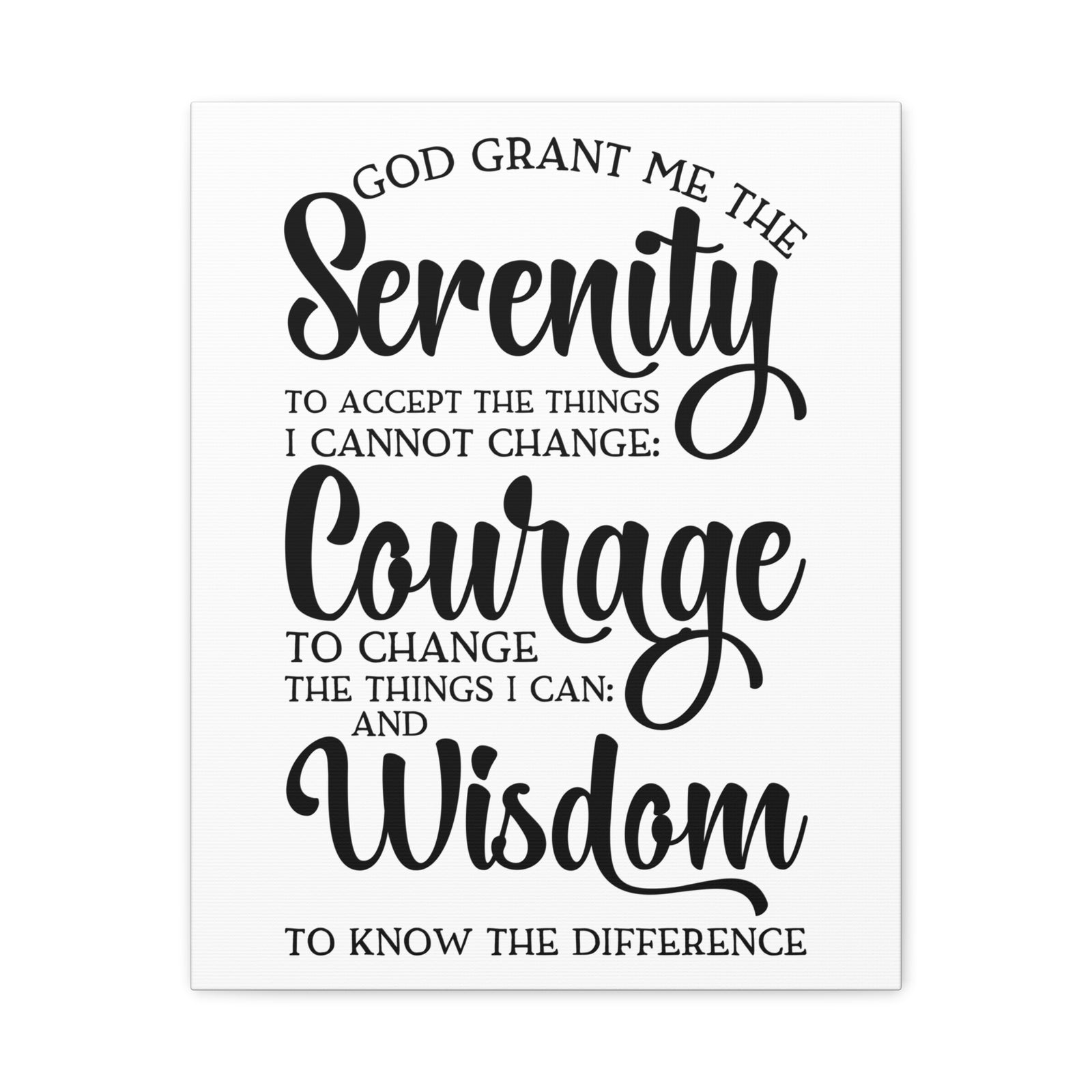 Scripture Canvas Serenity, Courage, Wisdom Psalm 27:14 Christian Wall Art Print Ready to Hang-Express Your Love Gifts