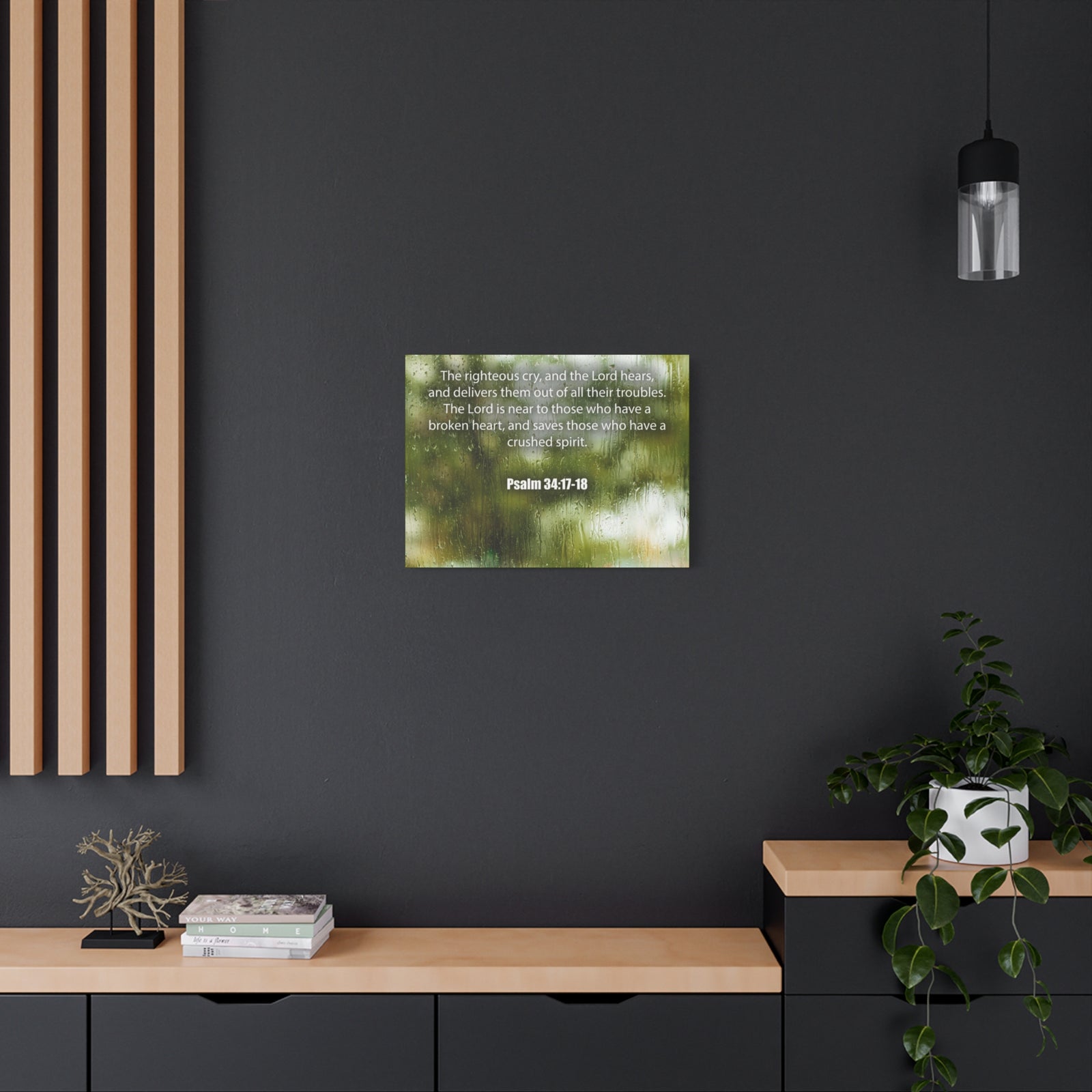 Scripture Canvas The Righteous Cry Psalm 34:17-18 Christian Wall Art Bible Verse Print Ready to Hang-Express Your Love Gifts