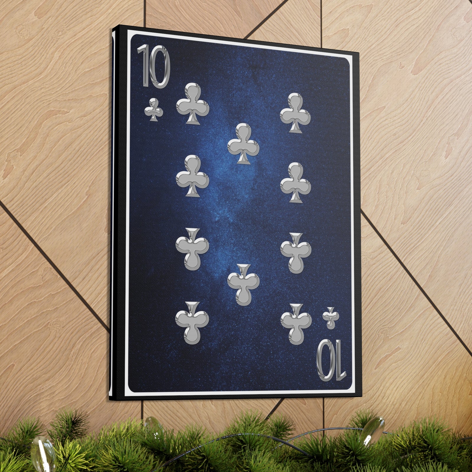 Ten Of Clubs Space Background Playing Card Canvas Wall Art for Home Decor Ready-to-Hang-Express Your Love Gifts