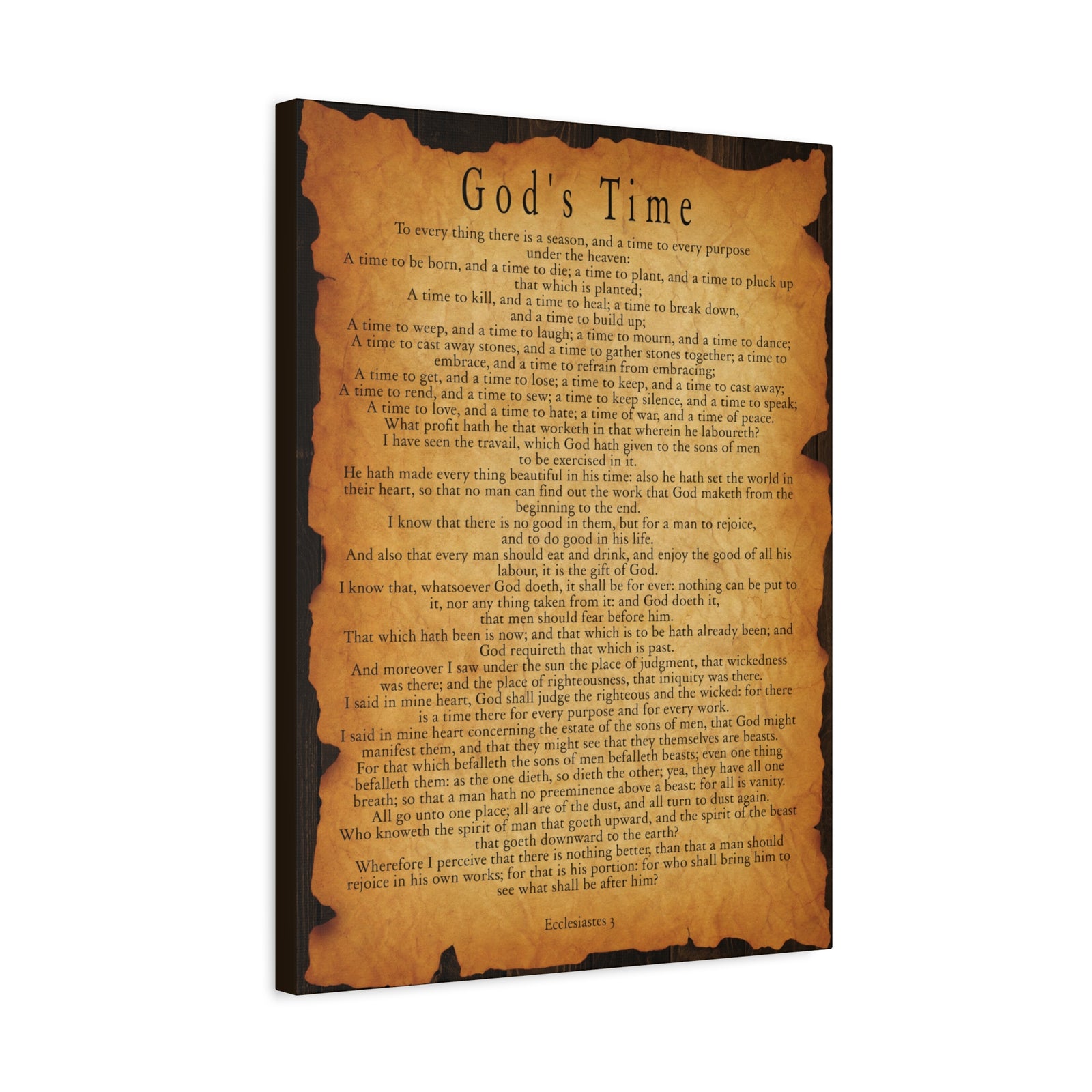 Scripture Wallsc God's Time Ecclesiastes 3 Gold Brown Bible Verse Canvas Christian Wall Art Ready to Hang-Express Your Love Gifts