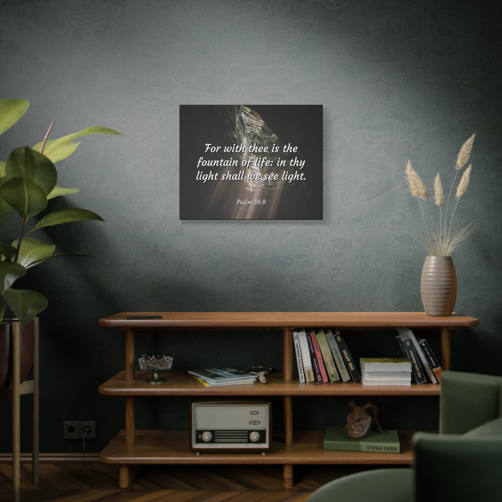 Scripture Canvas Fountain Of Life Psalms 36:9 Christian Wall Art Bible Verse Print Ready to Hang-Express Your Love Gifts