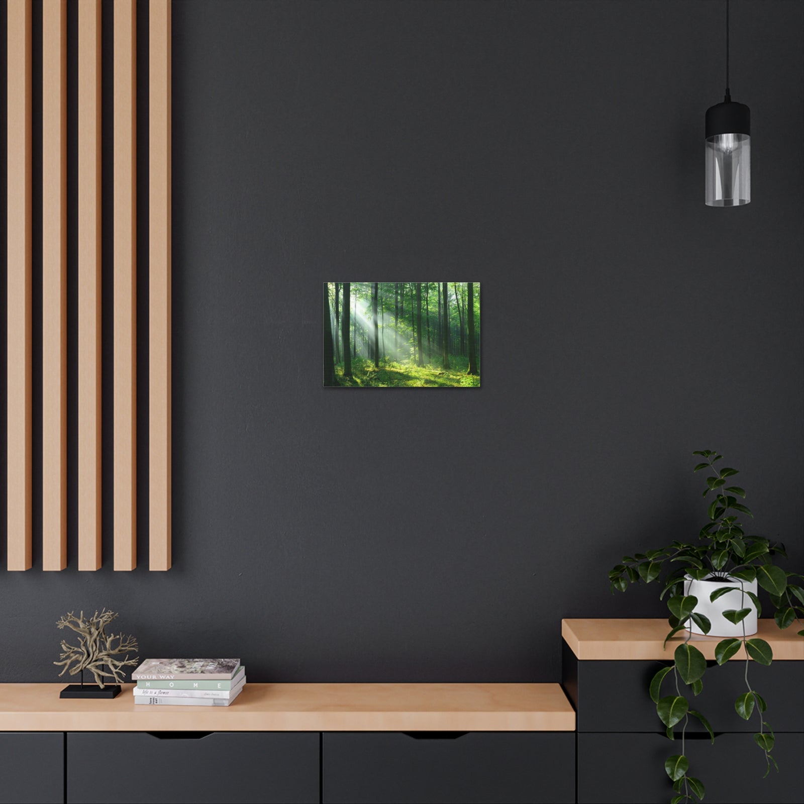 Green Forest Sunlight Nature Wilderness Photography Canvas Wall Art for Home Decor Ready-to-Hang-Express Your Love Gifts