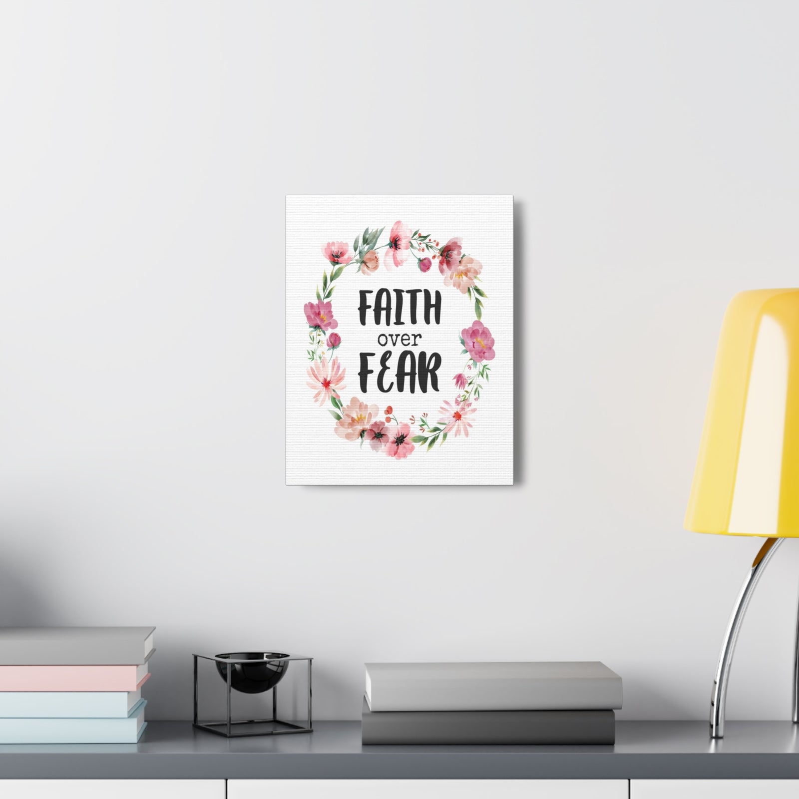 Scripture Walls Faith Over Fear Floral Bible Verse Canvas Christian Wall Art Ready to Hang Unframed-Express Your Love Gifts