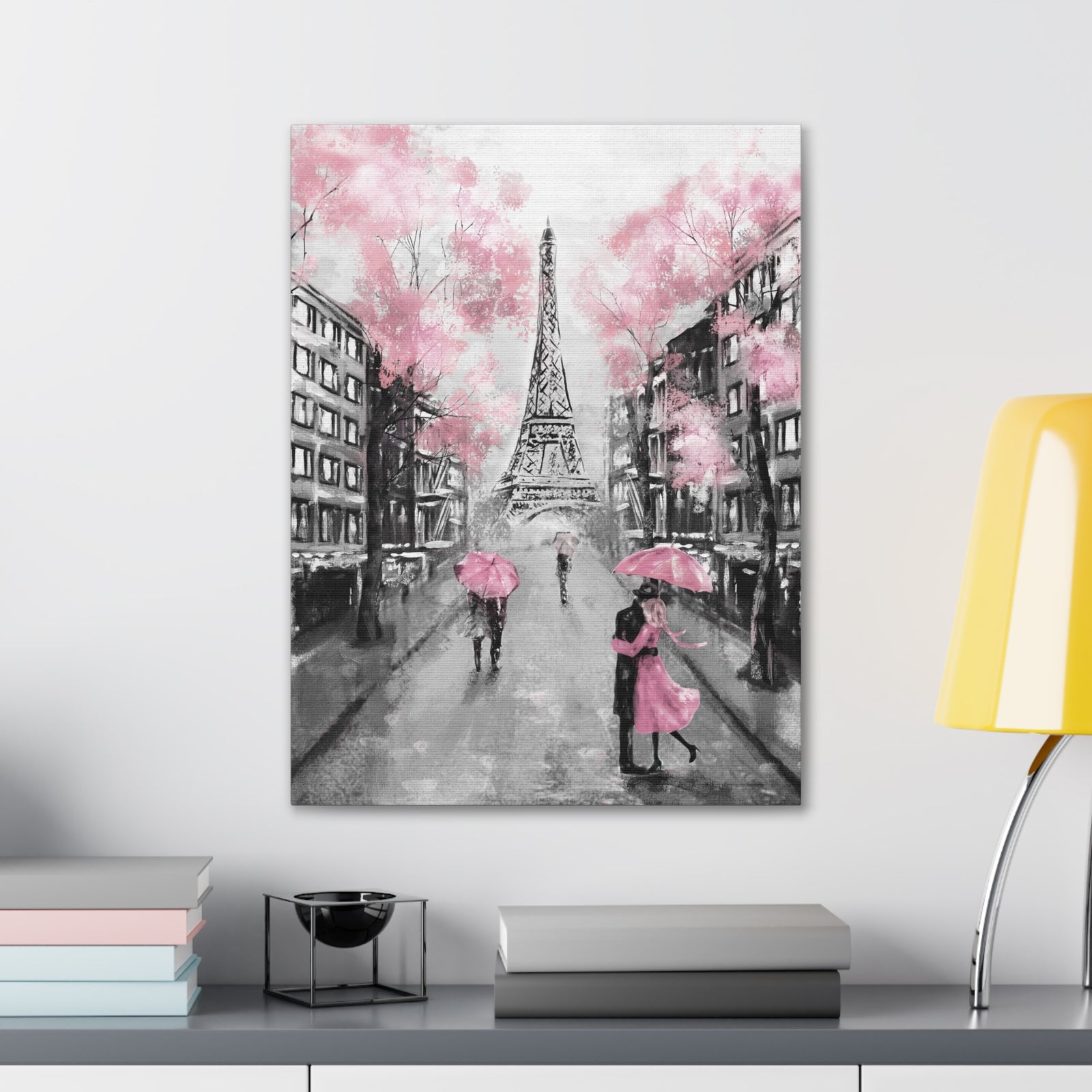 Kiss In Paris Eiffel Tower France Canvas Artwork High-Quality Breathtaking French City for Home Decor Ready to Hang-Express Your Love Gifts
