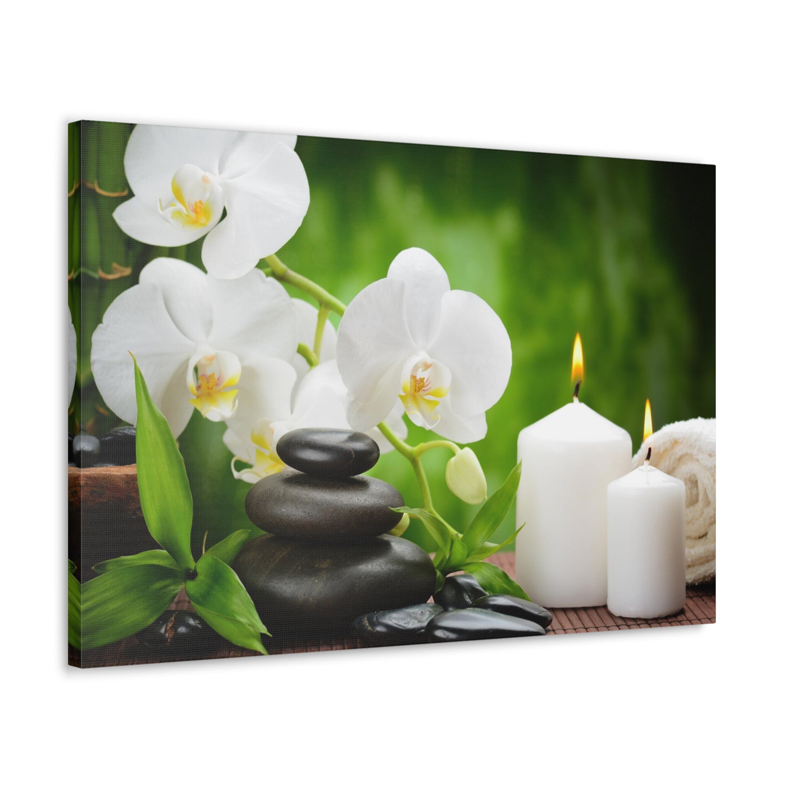 Zen Basalt Stones Forest Floral Nature Photography Canvas Wall Art for Home Decor Ready-to-Hang-Express Your Love Gifts