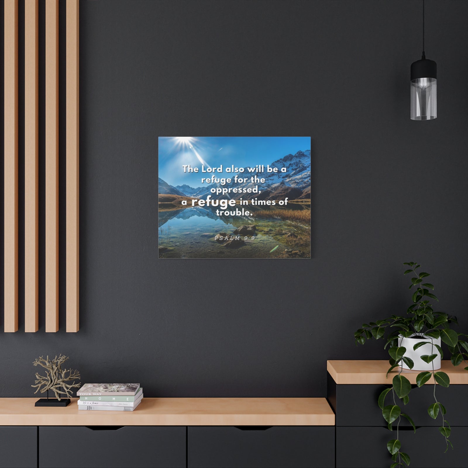 Scripture Canvas A Refuge Psalm 9:9 Christian Wall Art Bible Verse Print Ready to Hang-Express Your Love Gifts