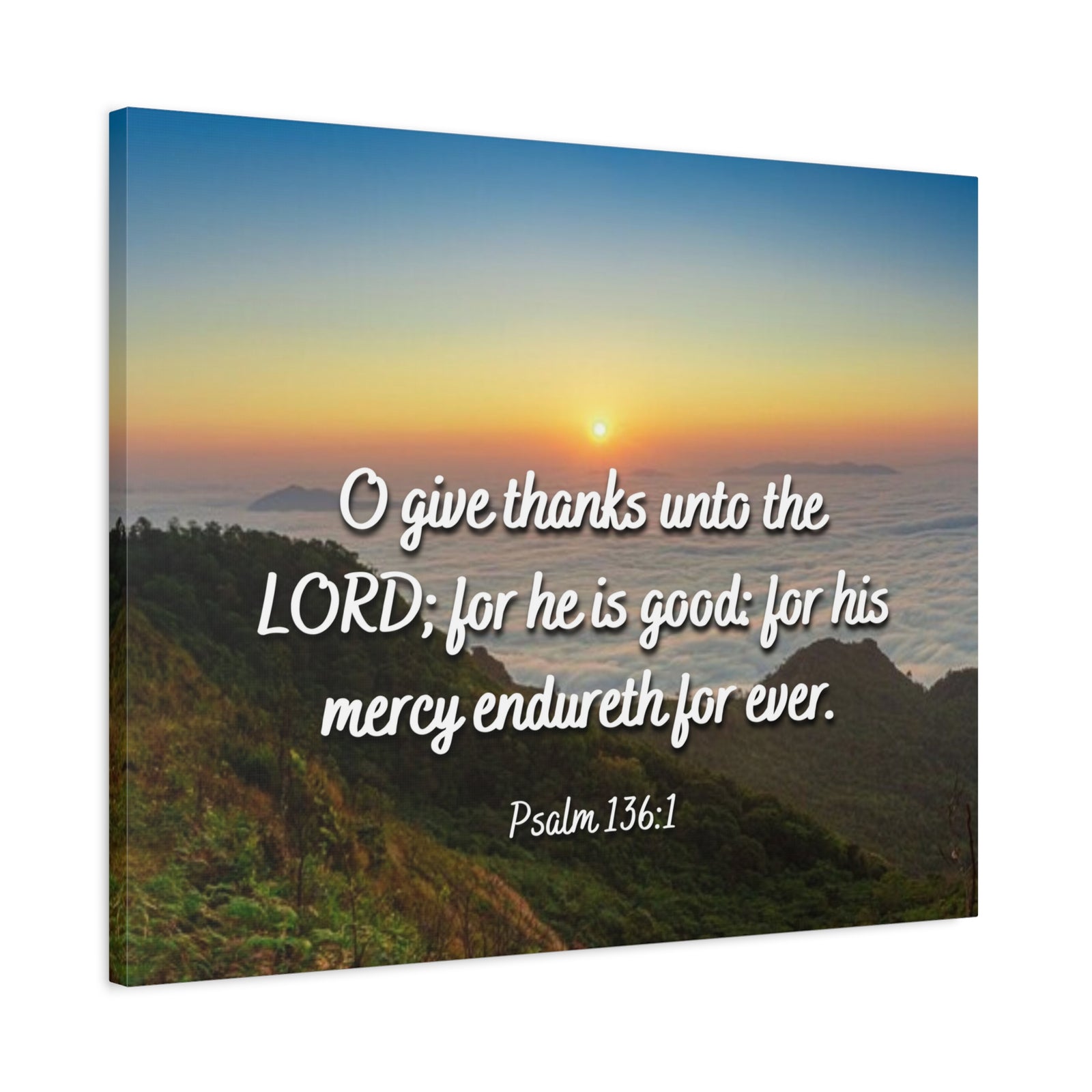 Scripture Canvas For His Mercy Psalm 136:1 Christian Wall Art Bible Verse Print Ready to Hang-Express Your Love Gifts