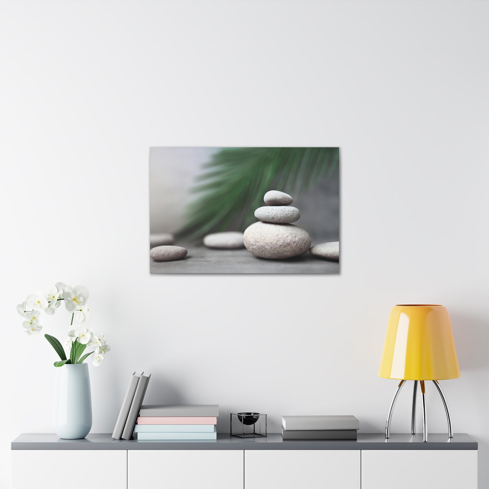 Spa Stones with Palm Forest Floral Nature Photography Canvas Wall Art for Home Decor Ready-to-Hang-Express Your Love Gifts