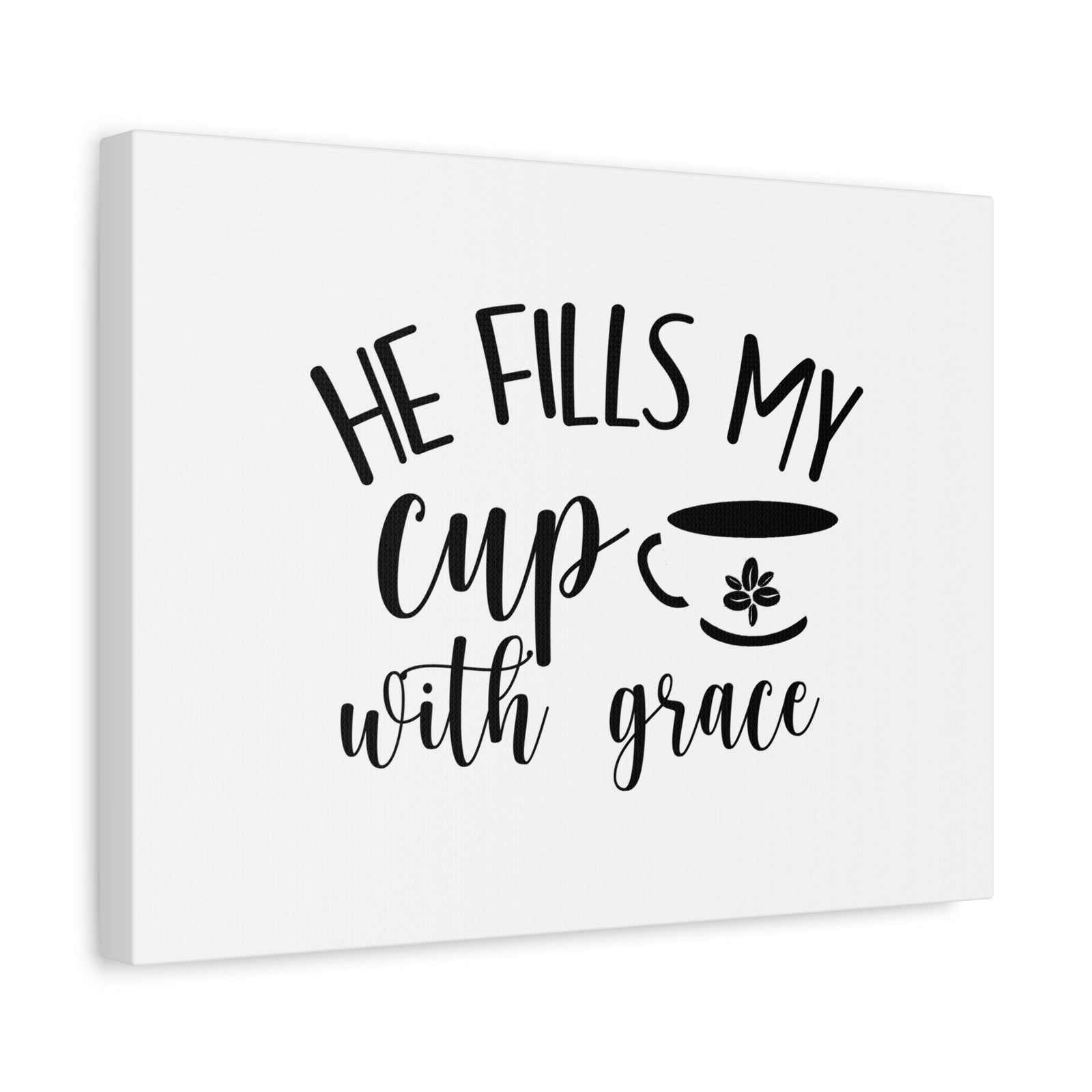 Scripture Canvas He Fills My Cup With Grace Psalm 23:5 Christian Wall Art Bible Verse Print Ready to Hang-Express Your Love Gifts