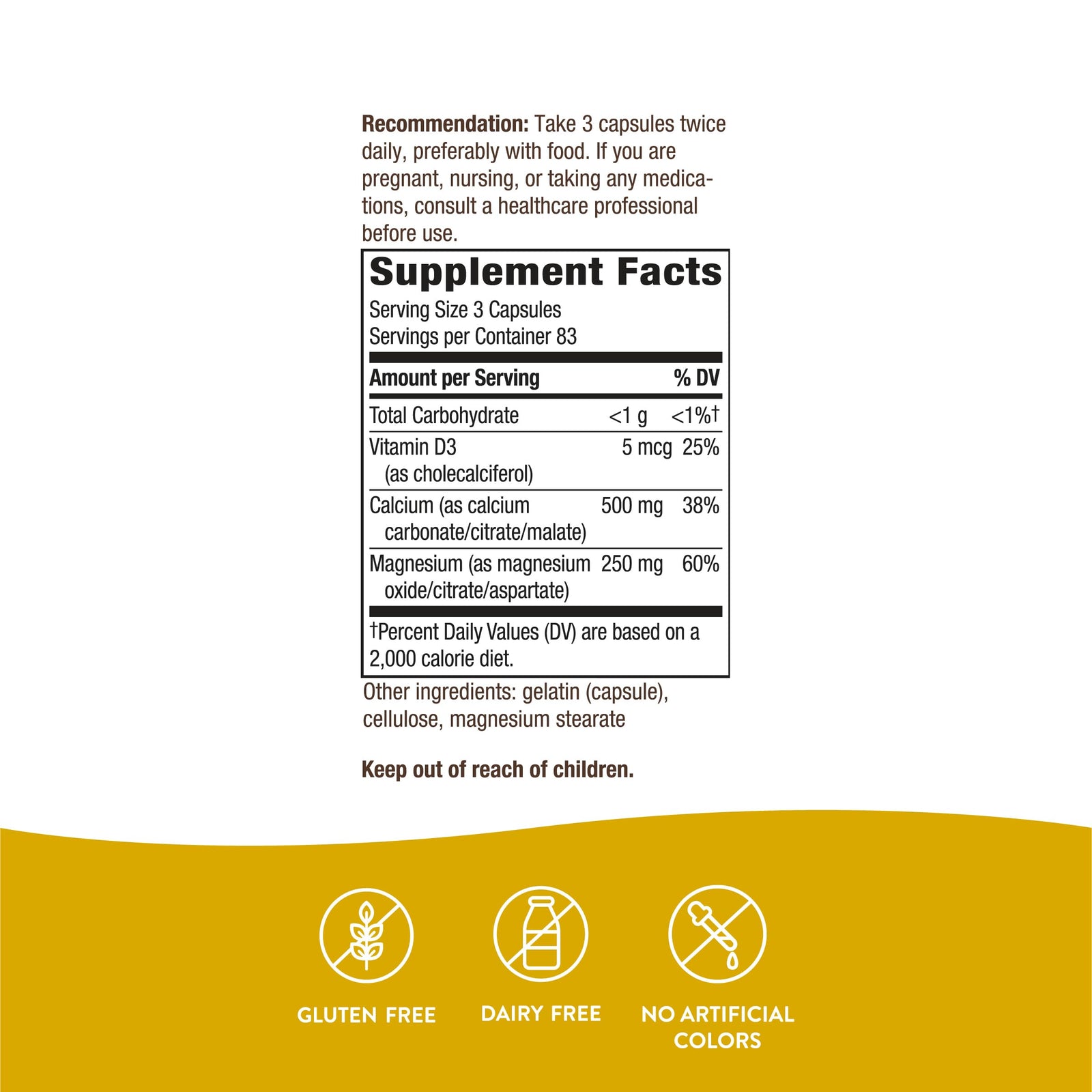 Nature’s Way Calcium Magnesium Vitamin D3, 250 Capsules - Bone & Muscle Support, Gluten-Free-Express Your Love Gifts