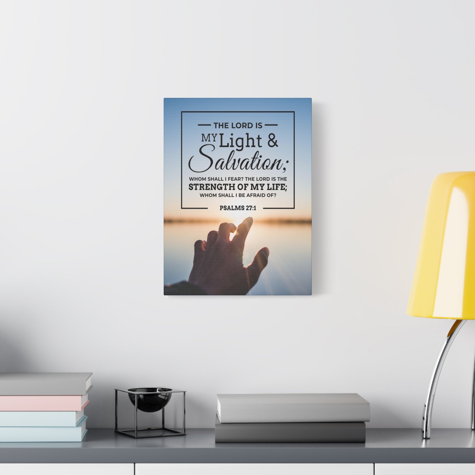 Bible Verse Canvas Light and Salvation Psalms 27:1 Christian Home Decor Scripture Art-Express Your Love Gifts