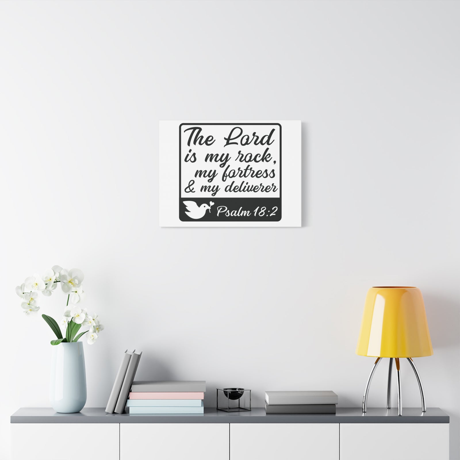 Scripture Canvas The Lord Is Psalm 18:2 Christian Wall Art Bible Verse Print Ready to Hang-Express Your Love Gifts