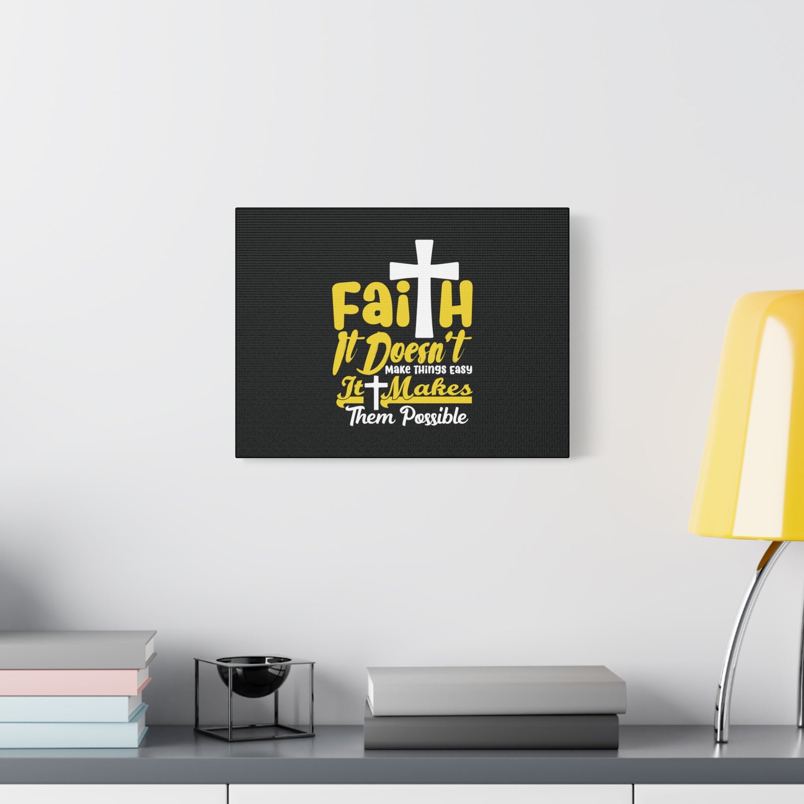 Scripture Canvas Faith Yellow Luke 1:37 Christian Wall Art Bible Verse Print Ready to Hang-Express Your Love Gifts