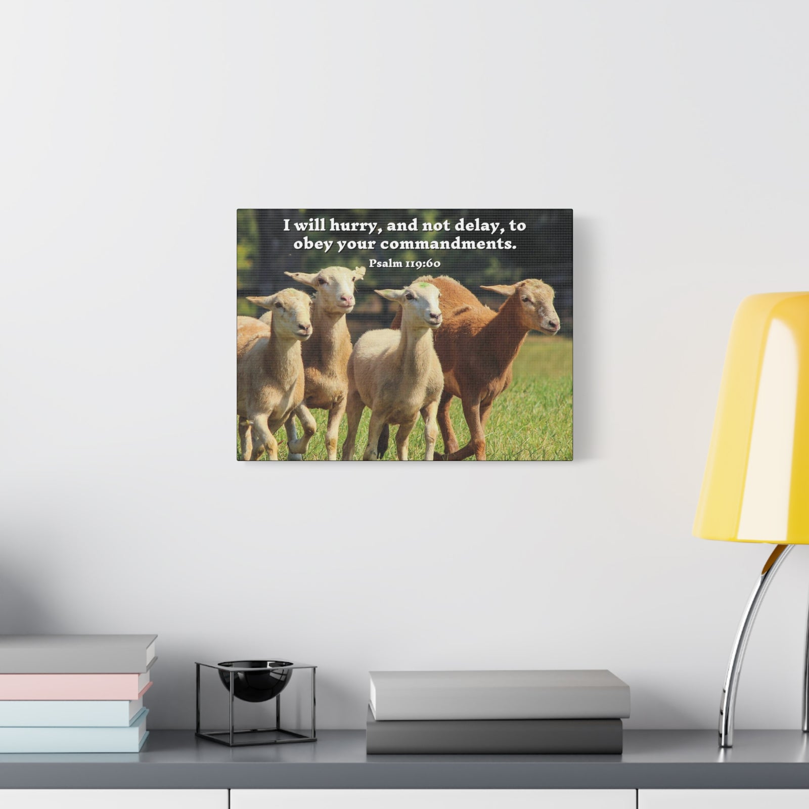 Scripture Canvas Obey Your Commandments Psalm 119:60 Christian Wall Art Bible Verse Print Ready to Hang-Express Your Love Gifts