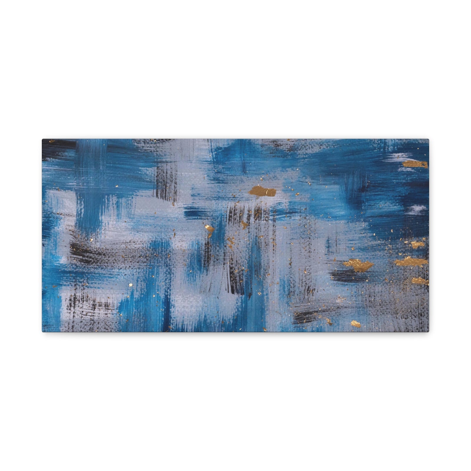 Contemporary Art Abstract Acrylic Painting Hand Painted Blue Black Gold Canvas Wall Art for Home Decor Ready-to-Hang-Express Your Love Gifts