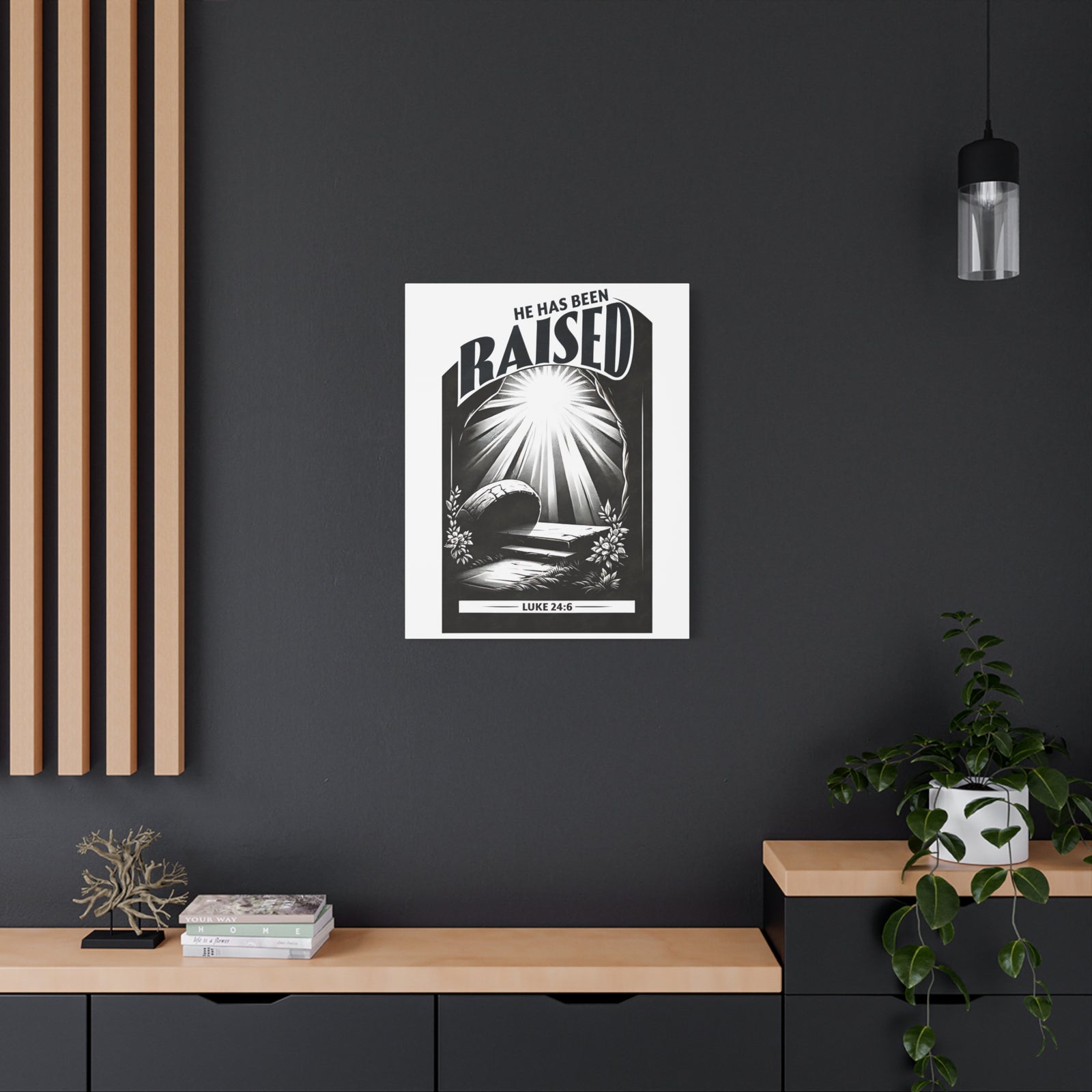 Scripture Walls Luke 24:6 He Has Been Raised Bible Verse Canvas Christian Wall Art Ready to Hang Unframed-Express Your Love Gifts