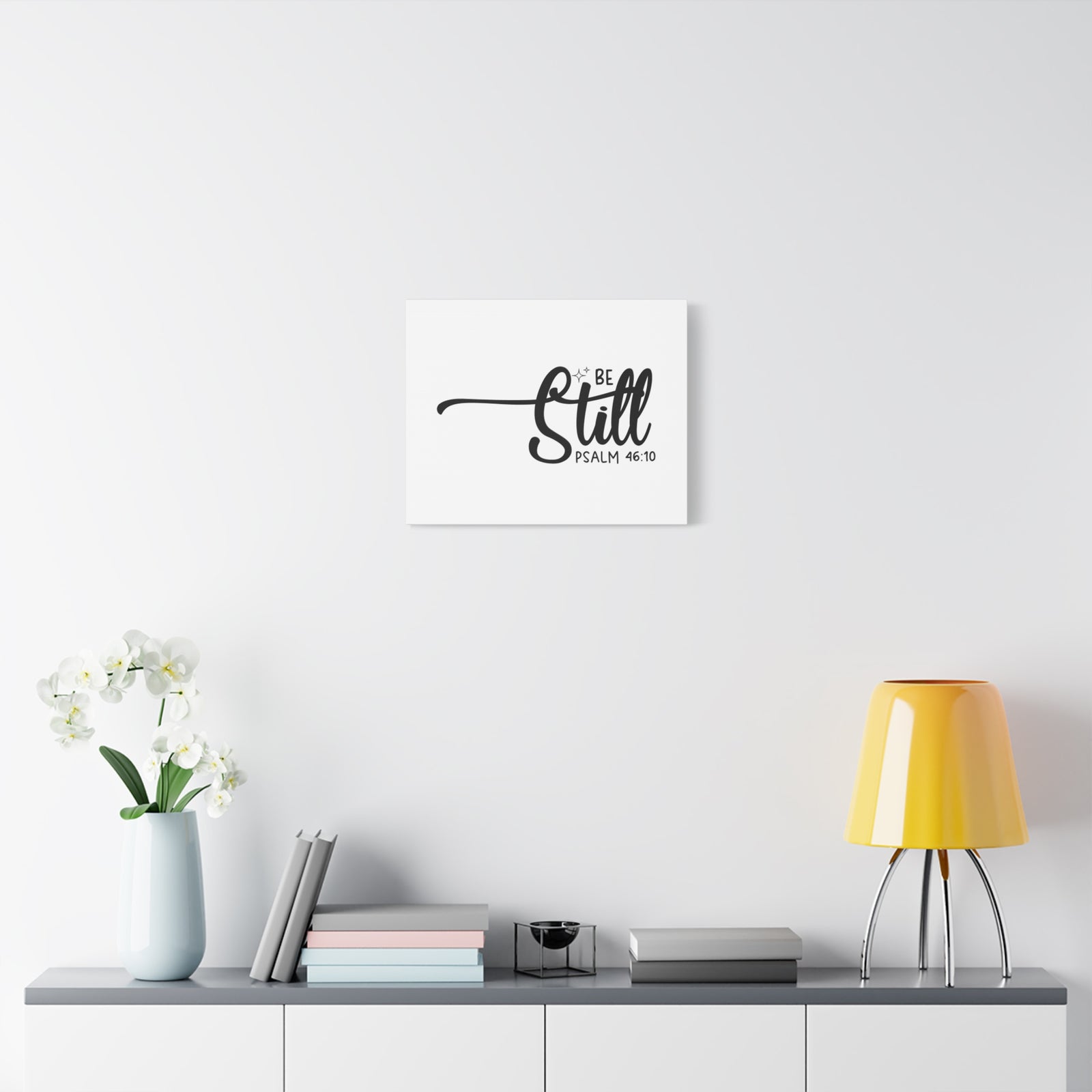 Scripture Canvas Be Still White Psalm 46:10 Christian Wall Art Bible Verse Print Ready to Hang-Express Your Love Gifts