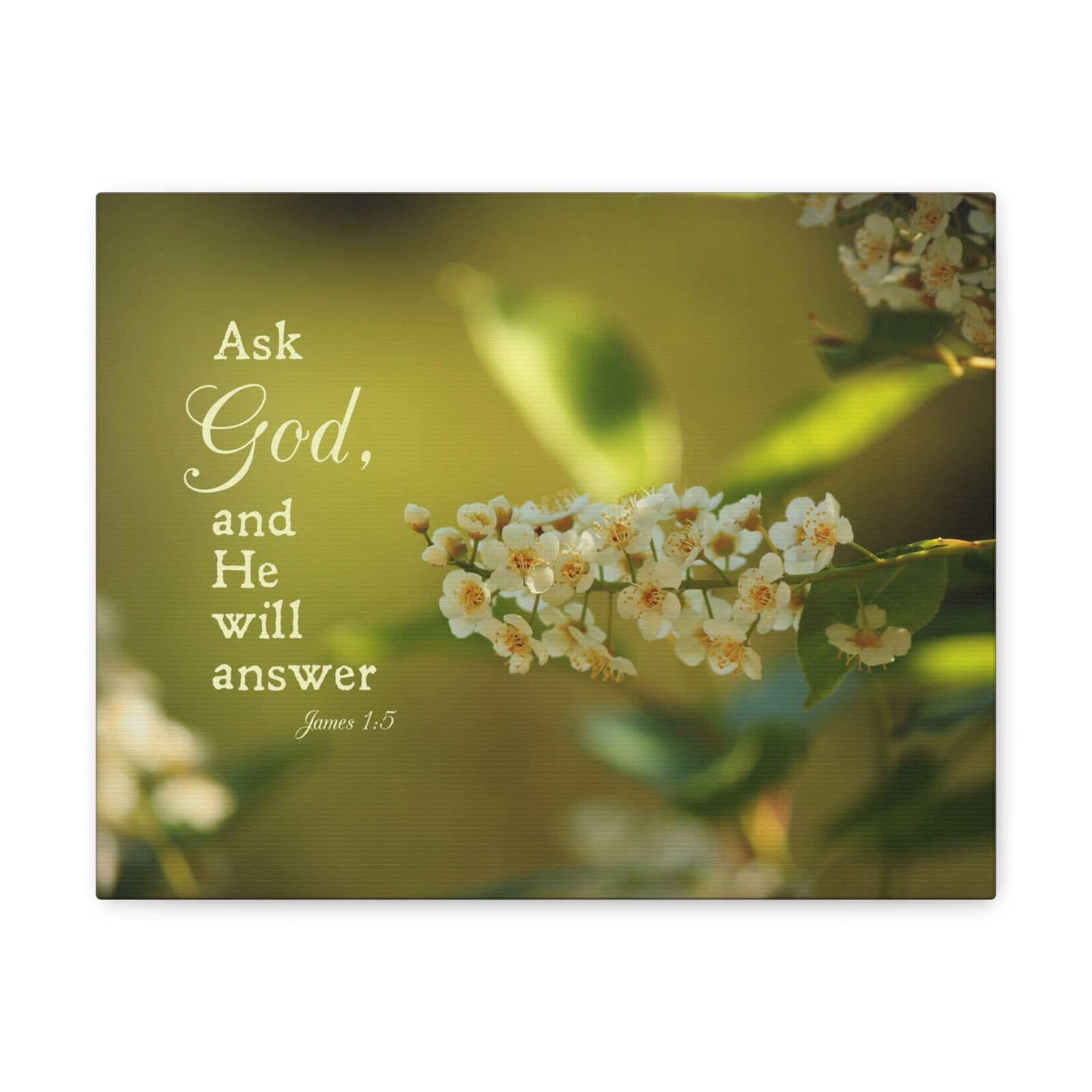 Scripture Canvas He Will Answer James 1:5 Christian Wall Art Bible Verse Print Ready to Hang-Express Your Love Gifts