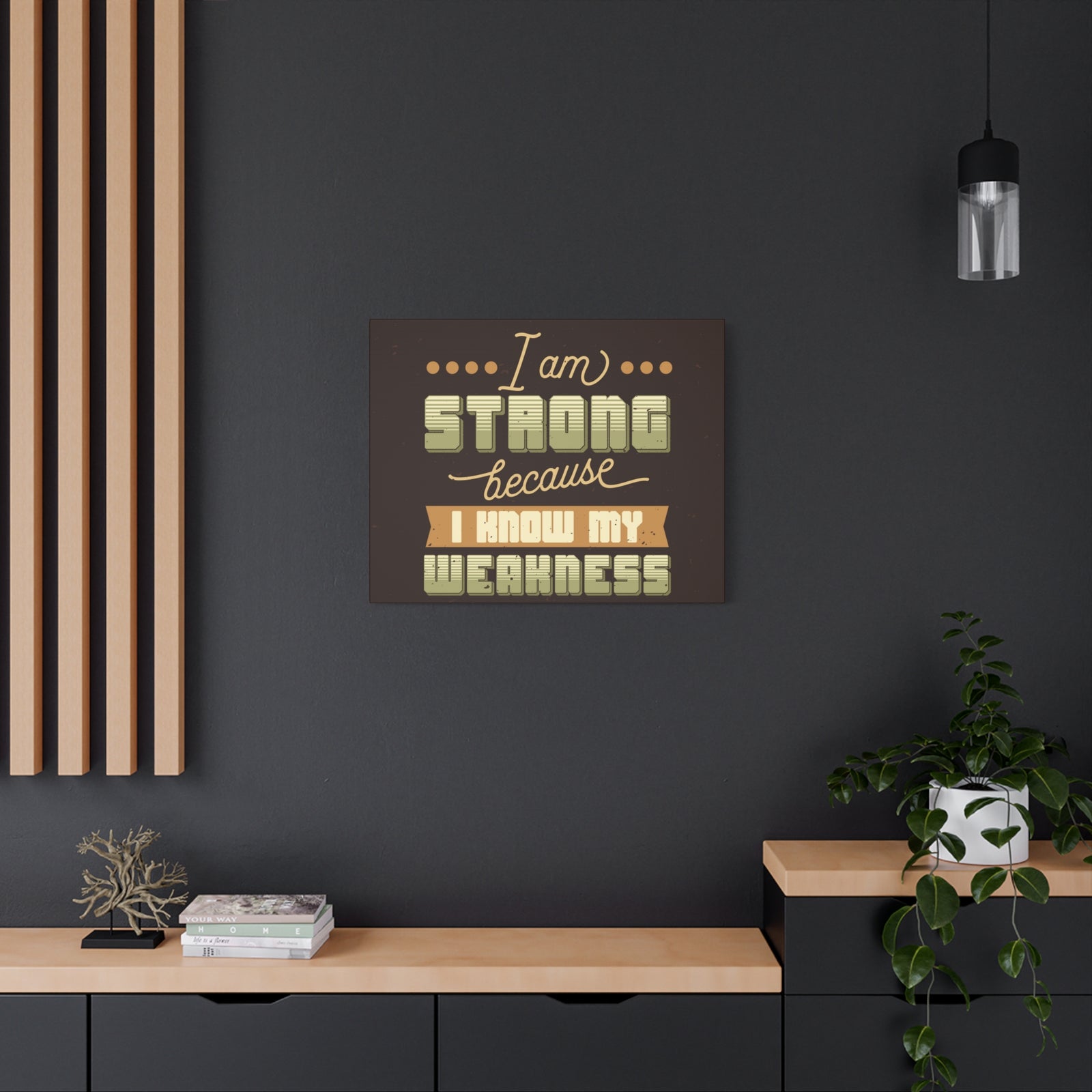 Inspirational Quote Canvas I Am Strong Wall Art Motivational Motto Inspiring Prints Artwork Decor Ready to Hang-Express Your Love Gifts
