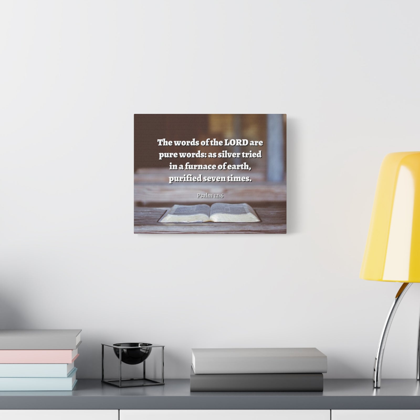 Scripture Canvas Pure Words Psalm 12:6 Christian Wall Art Bible Verse Print Ready to Hang-Express Your Love Gifts