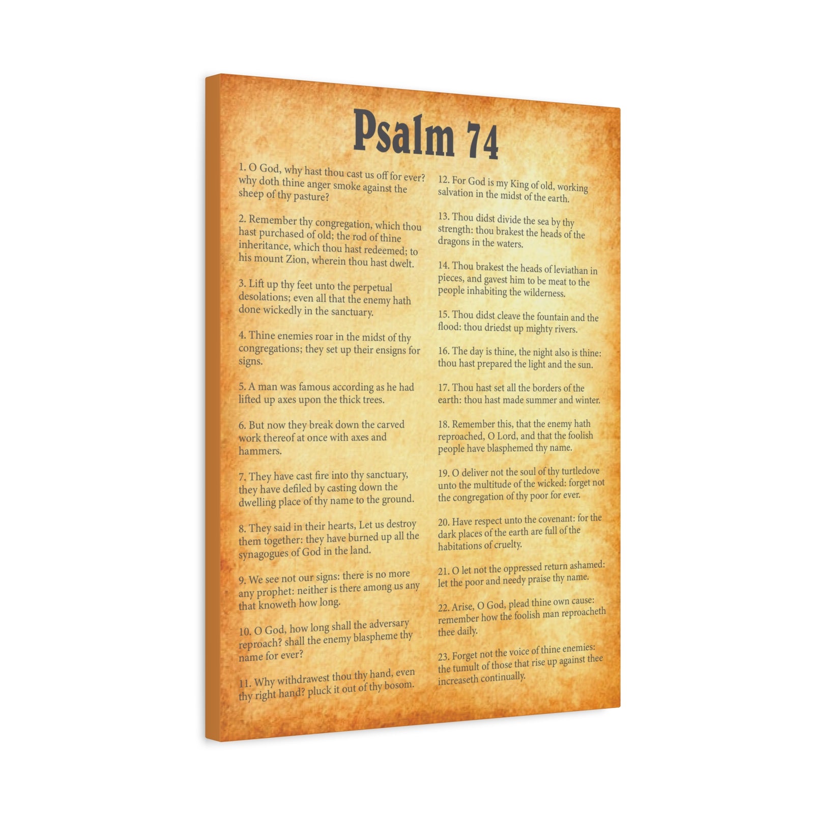 Scripture Walls Psalm 74 Gold Bible Chapter Canvas Christian Wall Art Ready to Hang-Express Your Love Gifts