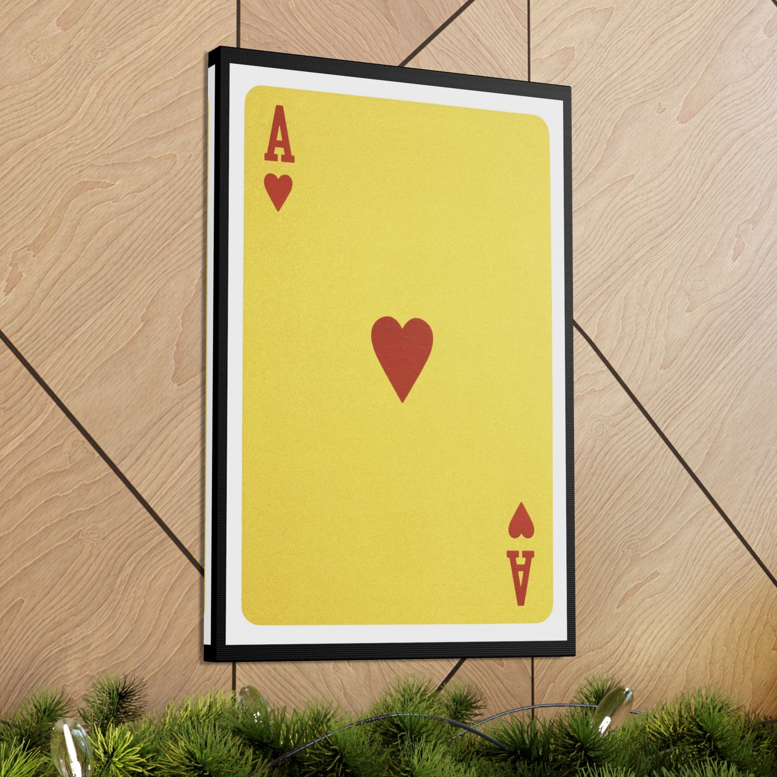 Golden Ace Of Hearts Isolated White Background Playing Card Canvas Wall Art for Home Decor Ready-to-Hang-Express Your Love Gifts