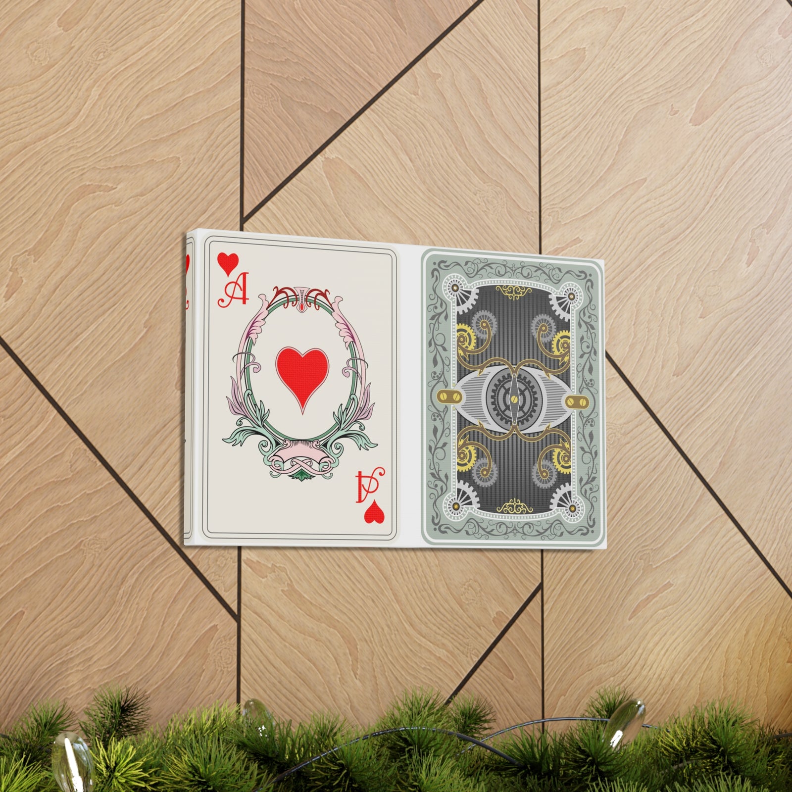 Steampunk Style Ace Of Hearts Playing Card Canvas Wall Art for Home Decor Ready-to-Hang-Express Your Love Gifts