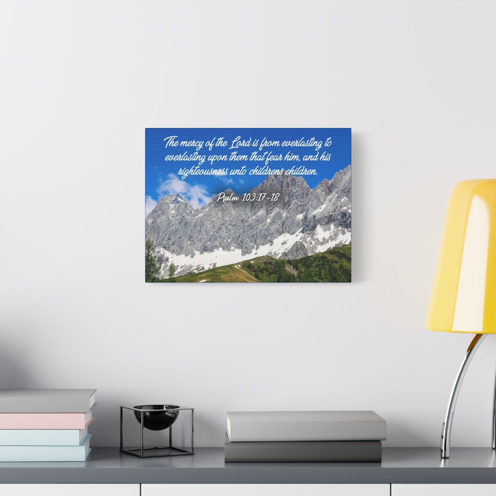 Scripture Canvas The Mercy of The Lord Psalm 103:17-18 Christian Wall Art Bible Verse Print Ready to Hang-Express Your Love Gifts