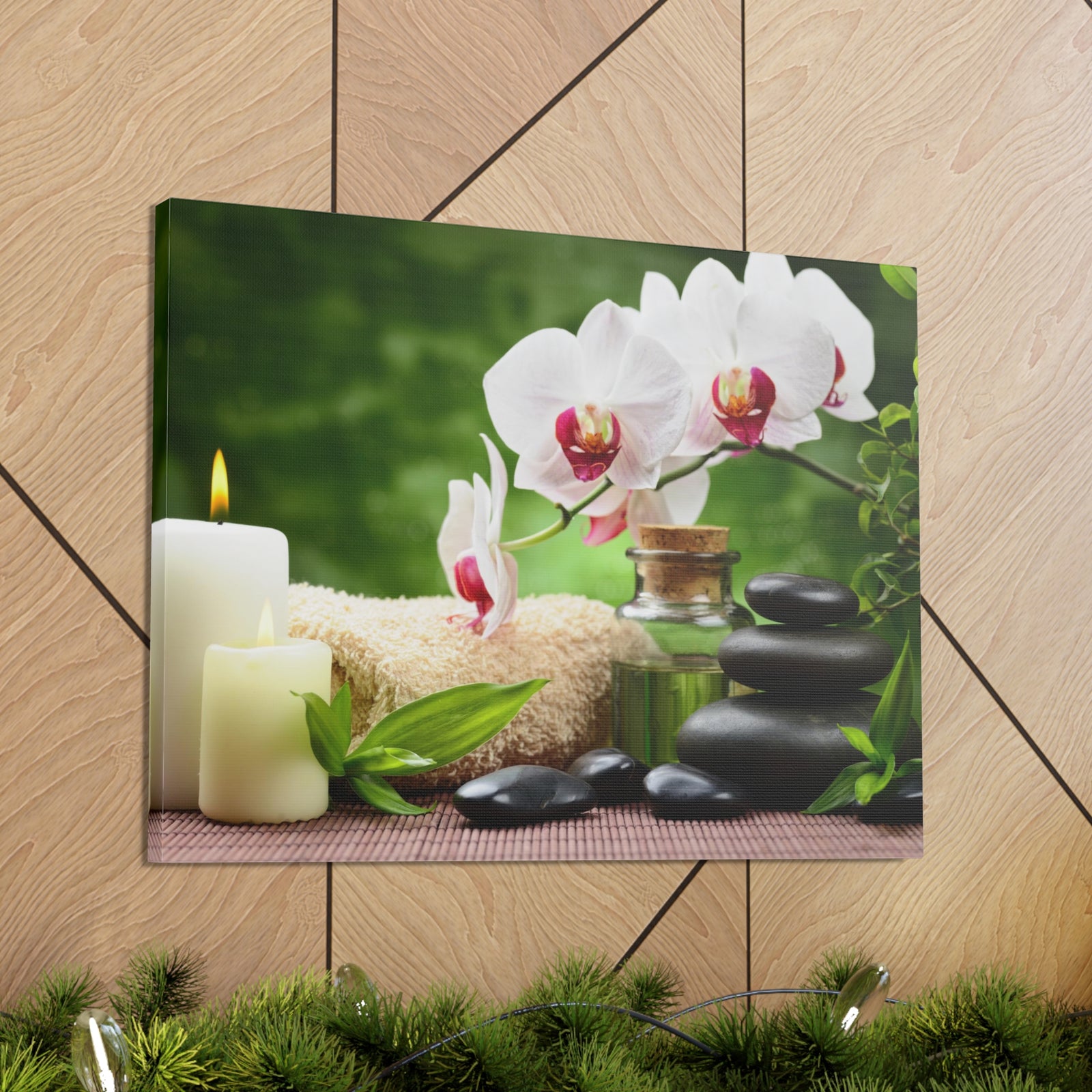Orchid Flower and Stone Forest Floral Nature Photography Canvas Wall Art for Home Decor Ready-to-Hang-Express Your Love Gifts