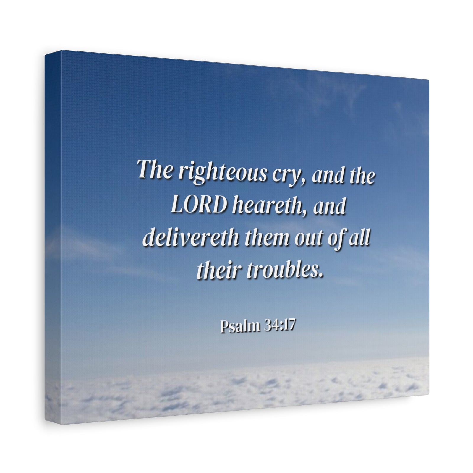 Scripture Canvas The Righteous Cry Psalm 34:17 Christian Wall Art Bible Verse Print Ready to Hang-Express Your Love Gifts