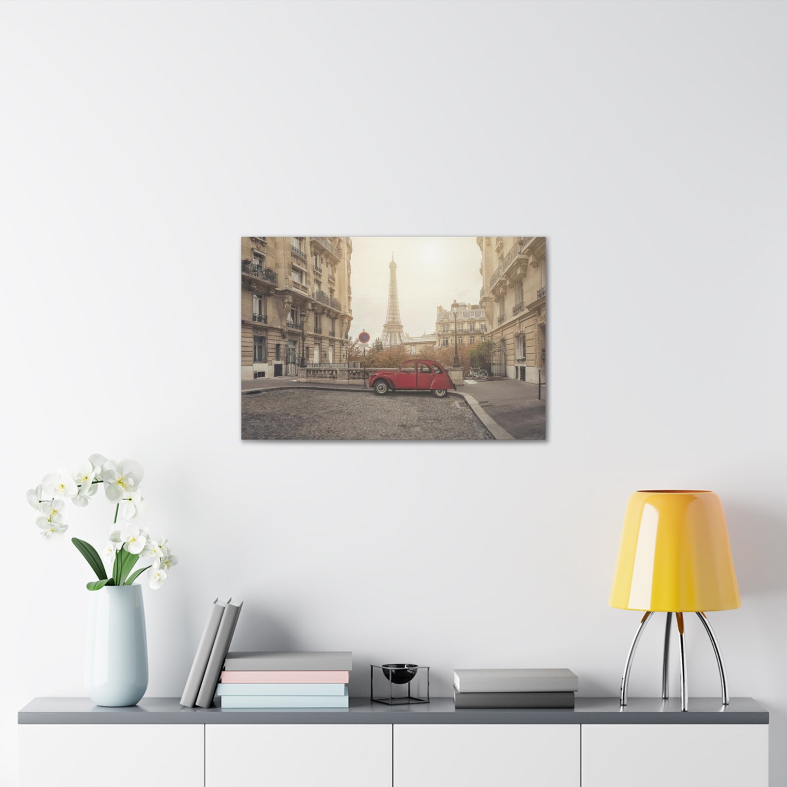 Eiffel Tower Retro Bike Paris Sunset Skyline Canvas Artwork High-Quality Breathtaking Stunning Cityscape Home Decor Ready to Hang-Express Your Love Gifts