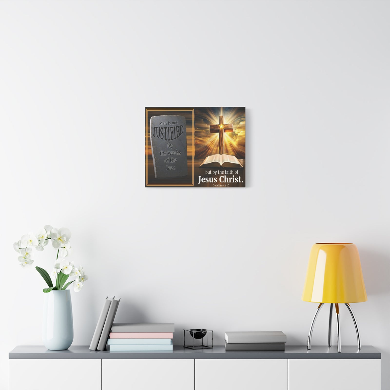 Scripture Walls Galatians 2:16 Faith & Law Bible Verse Canvas Christian Wall Art Ready to Hang Unframed-Express Your Love Gifts