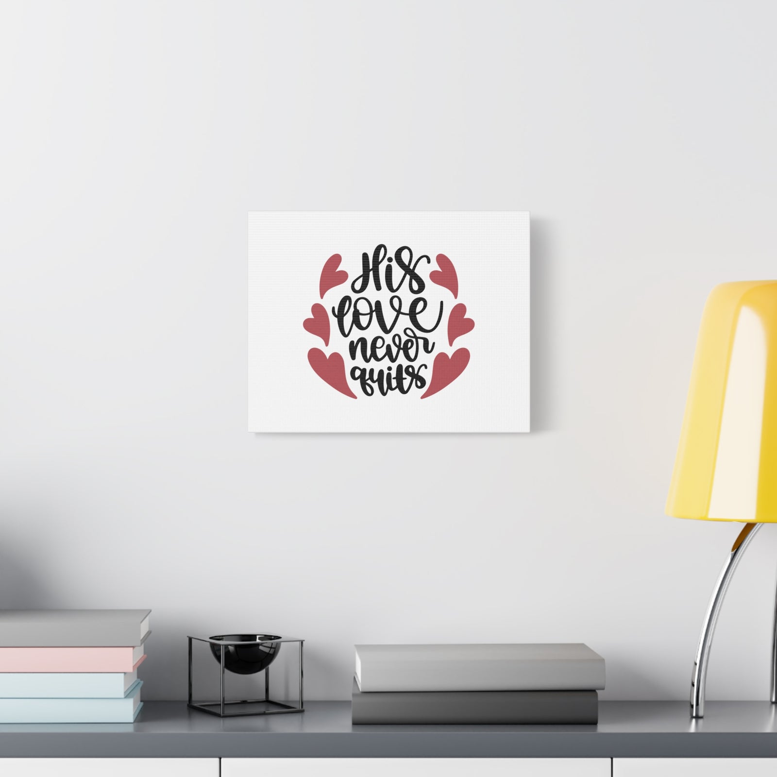 Scripture Canvas His Love Never Quits Psalms 136:26 Christian Wall Art Bible Verse Print Ready to Hang-Express Your Love Gifts