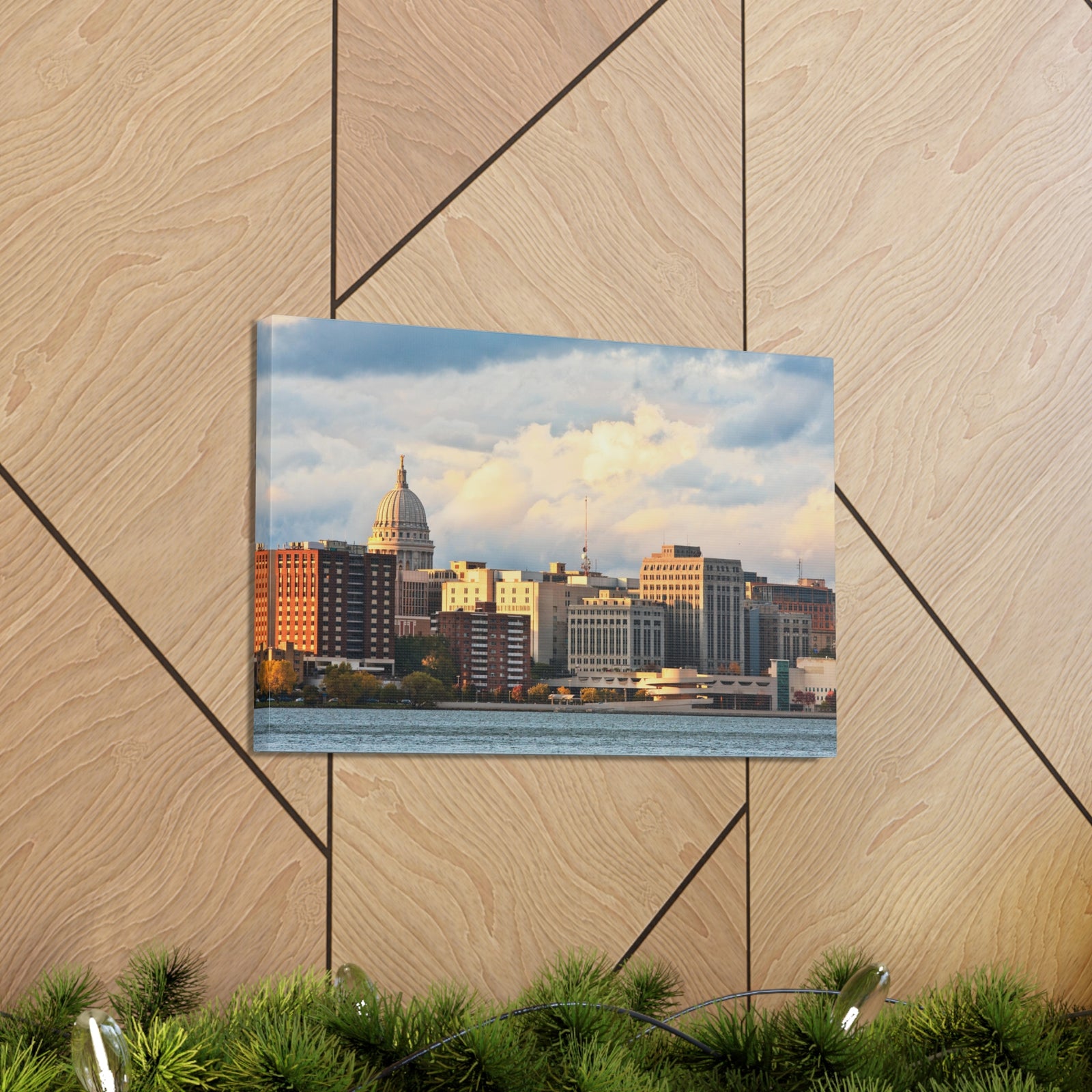 Madison Skyline Daytime Canvas Artwork High-Quality Breathtaking Stunning Cityscape for Home Decor Ready to Hang-Express Your Love Gifts