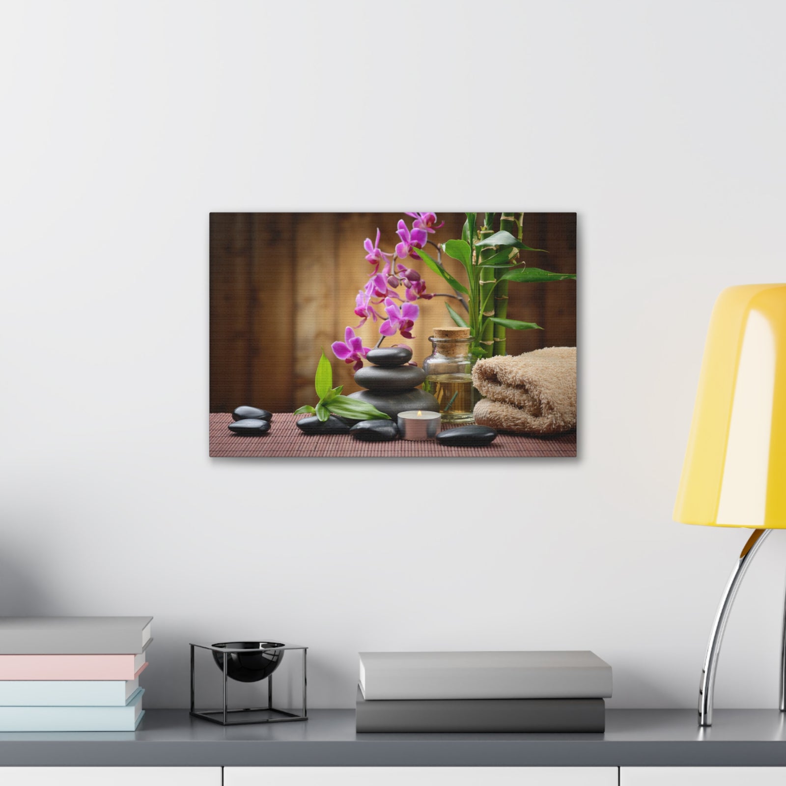 Stones on the Wood Forest Floral Nature Photography Canvas Wall Art for Home Decor Ready-to-Hang-Express Your Love Gifts