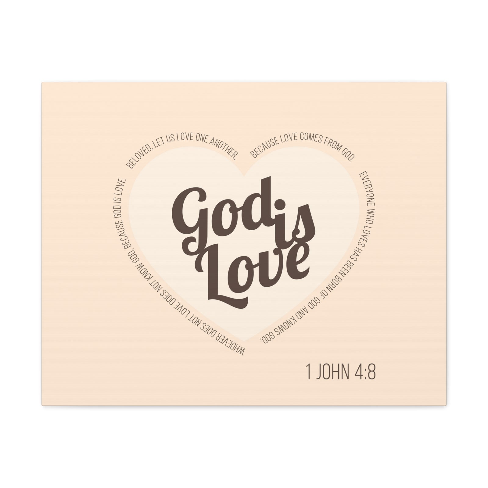 Scripture Canvas God Is Love 1 John 4:8 Light Brown Christian Wall Art Bible Verse Print Ready to Hang-Express Your Love Gifts