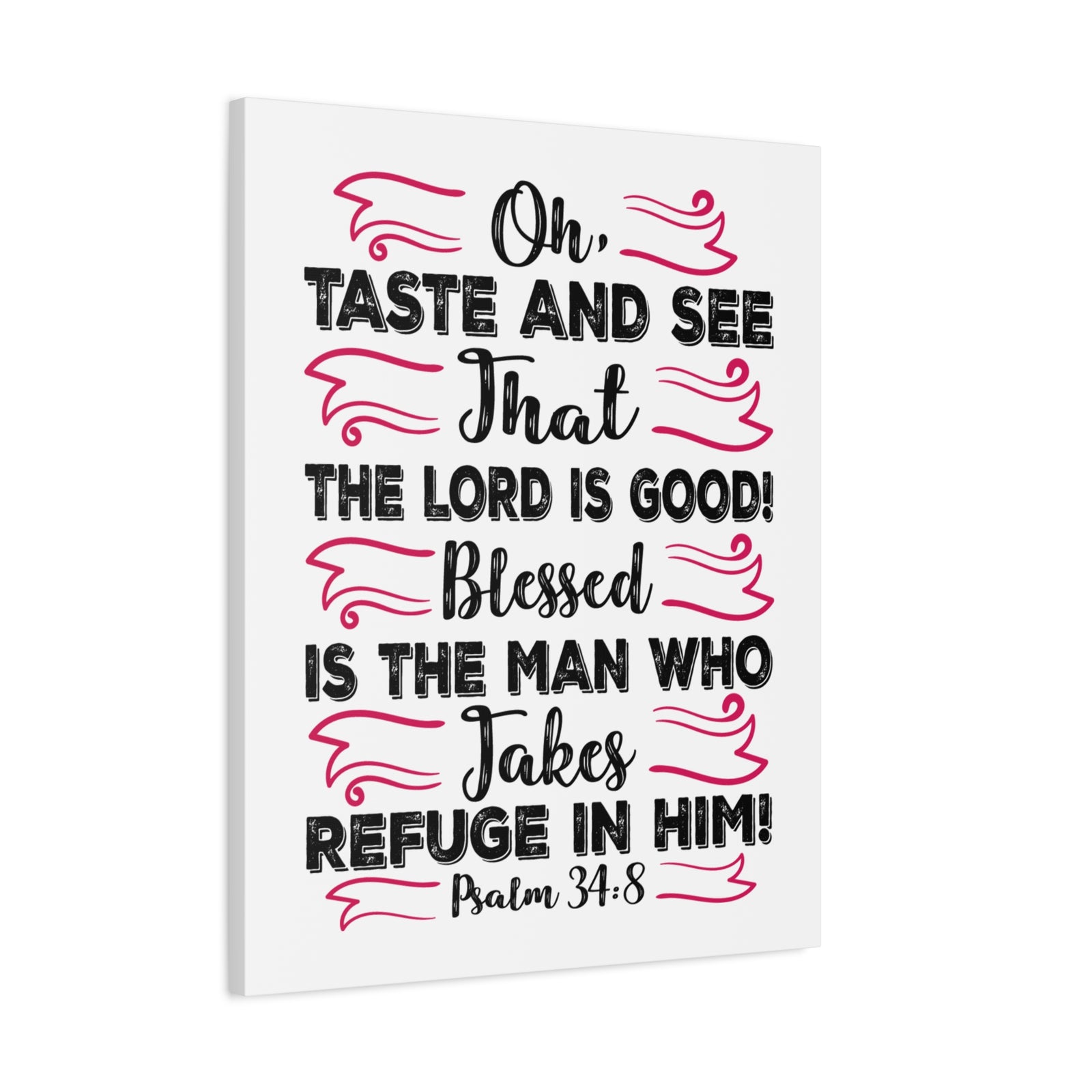 Scripture Canvas The Lord Is Good Psalm 34:8 Christian Wall Art Bible Verse Print Ready to Hang-Express Your Love Gifts