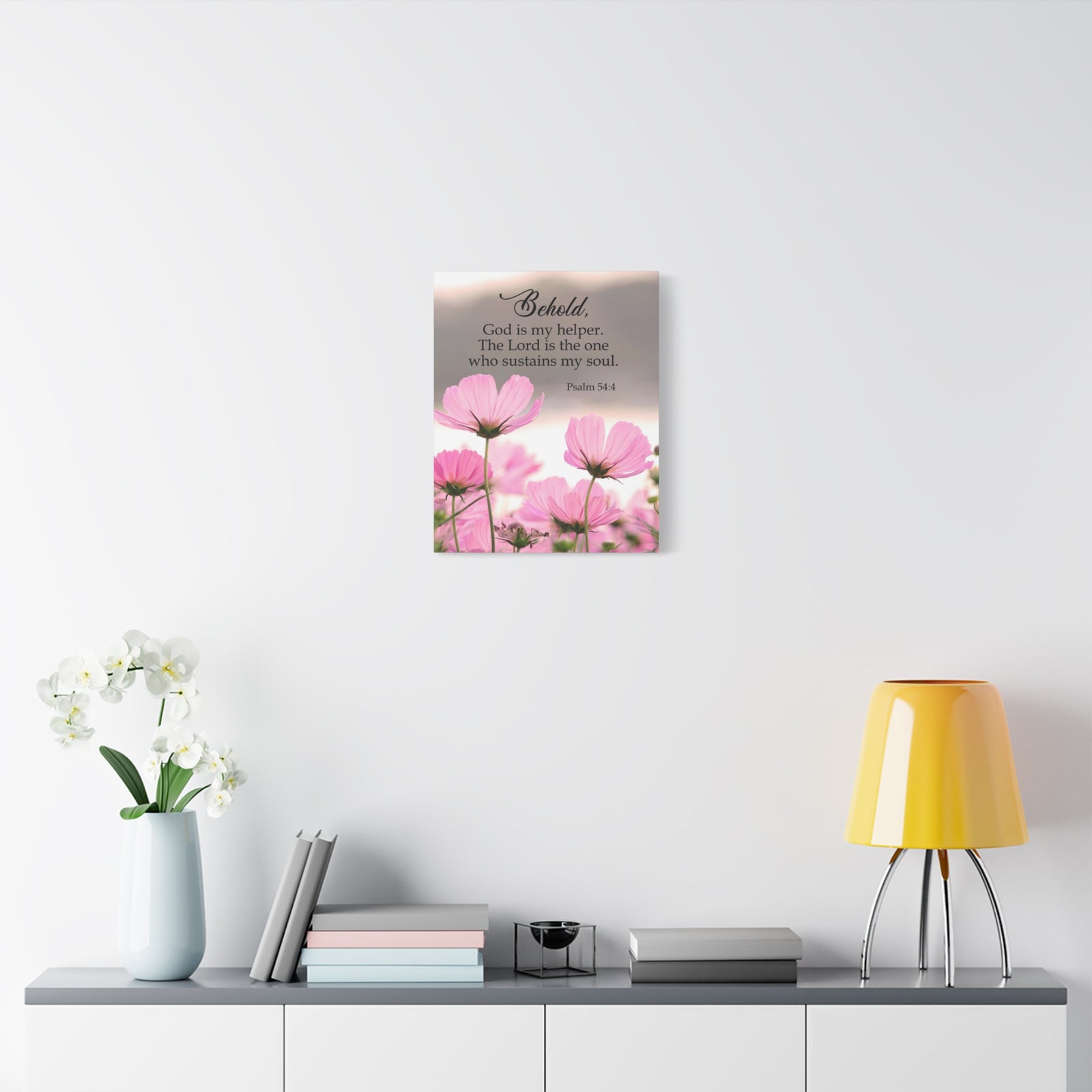 Scripture Canvas Behold, God is My Helper Psalm 54:4 Christian Wall Art Bible Verse Print Ready to Hang-Express Your Love Gifts
