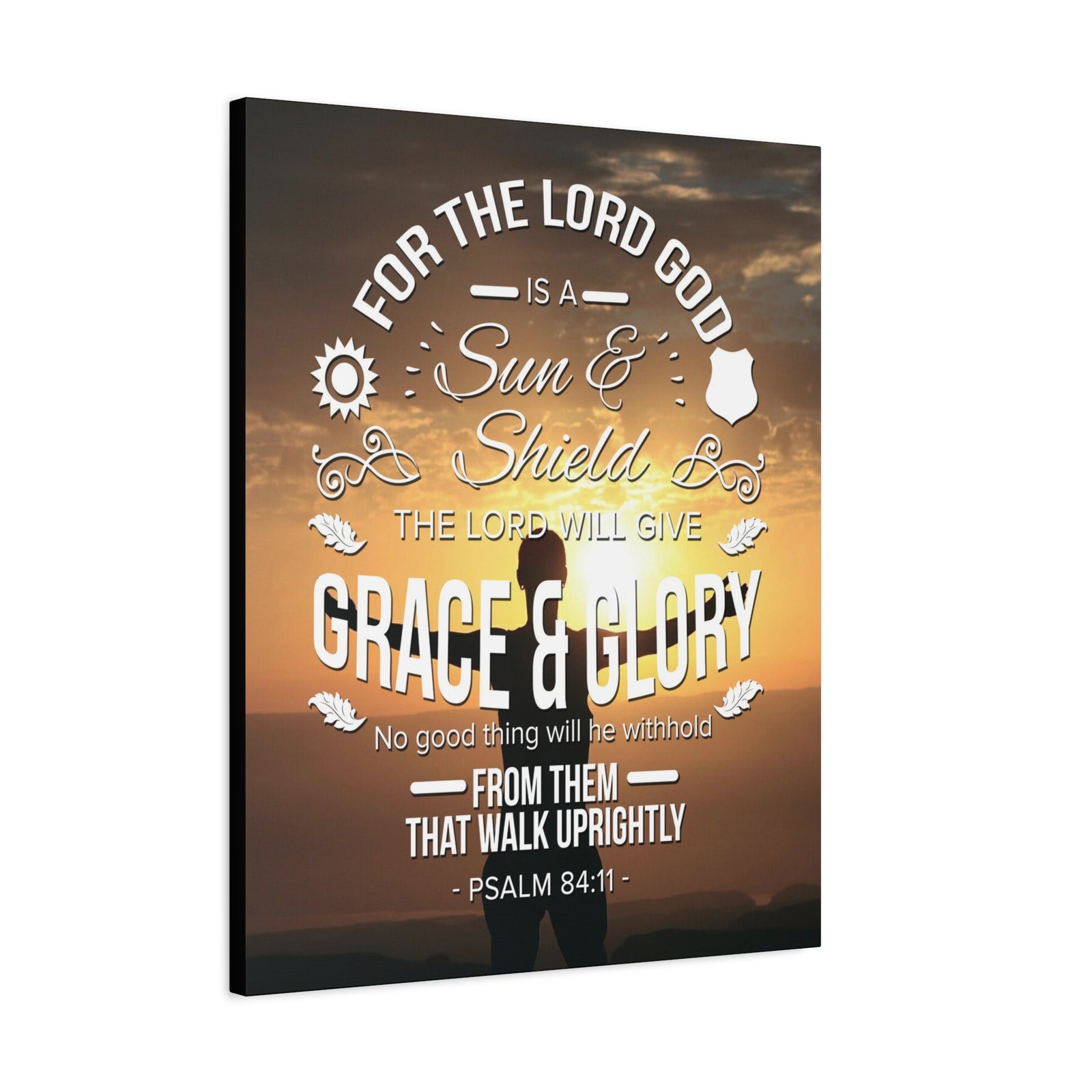 Scripture Canvas Grace And Glory Psalm 84:11 Christian Wall Art Bible Verse Print Ready to Hang-Express Your Love Gifts