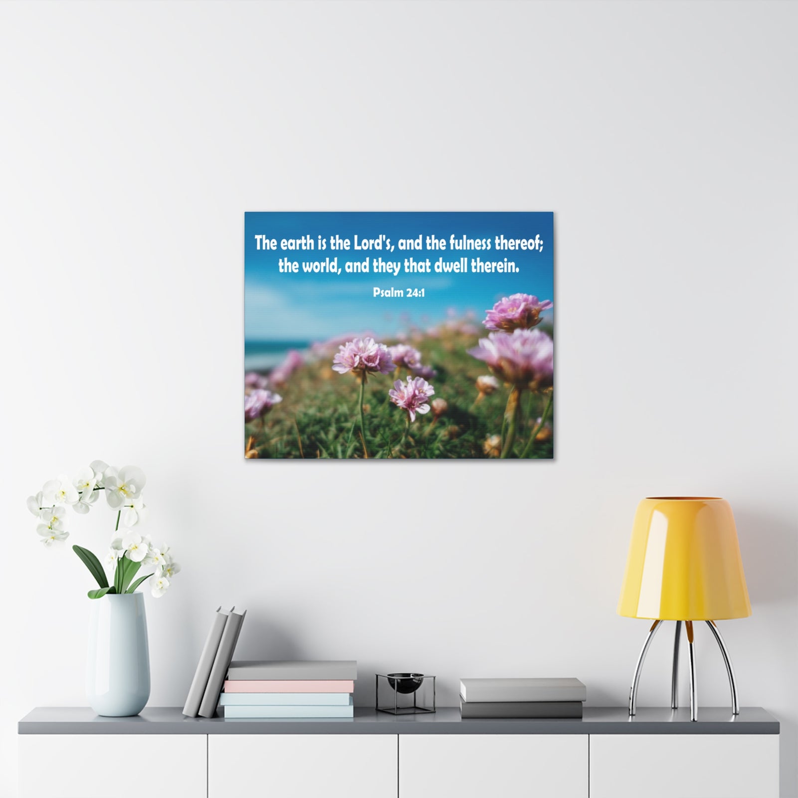 Scripture Walls The Earth is The Lord's Psalm 24:1 Bible Verse Canvas Christian Wall Art Ready to Hang Unframed-Express Your Love Gifts