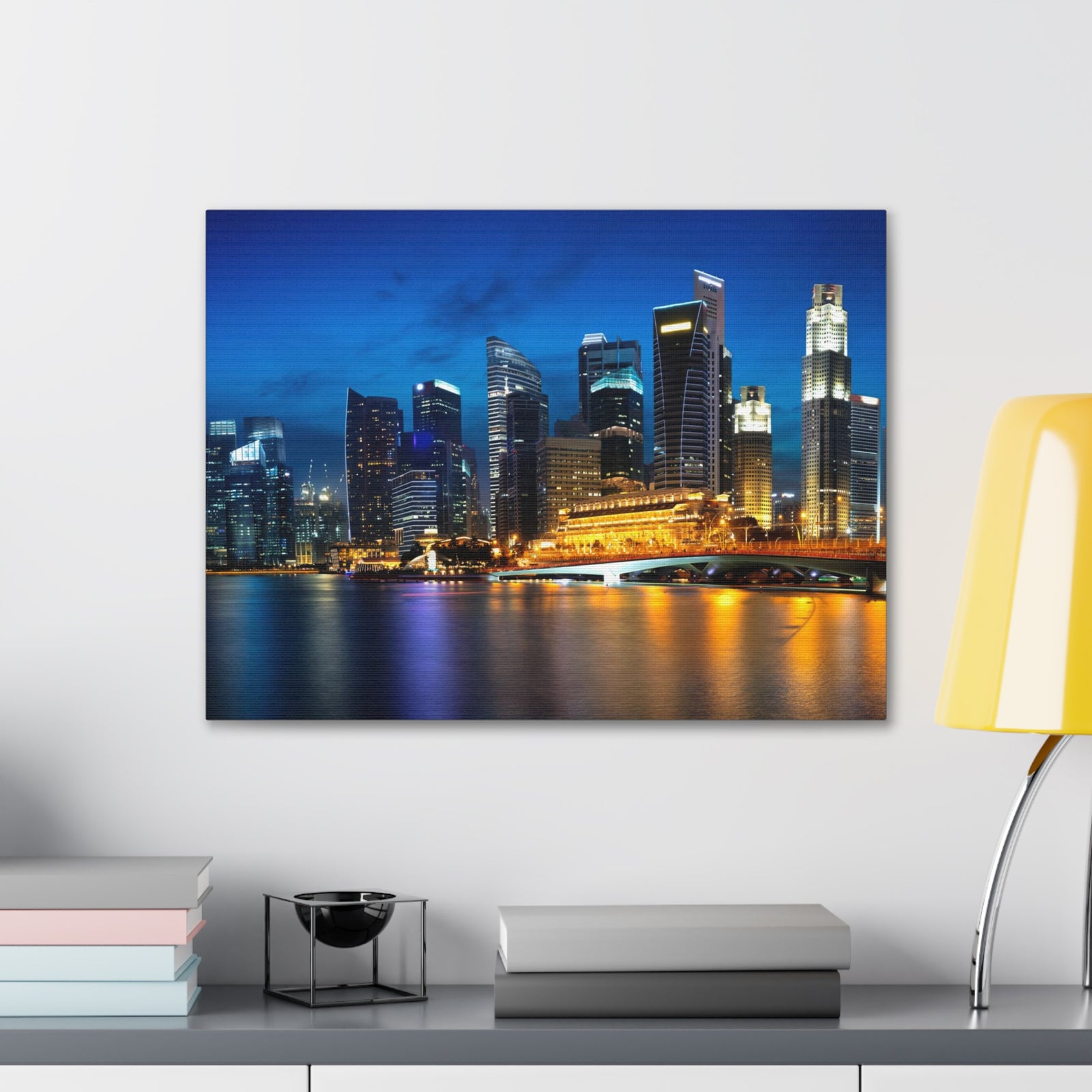 Singapore Night Skyline Canvas Artwork High-Quality Breathtaking Stunning Cityscape for Home Decor Ready to Hang-Express Your Love Gifts