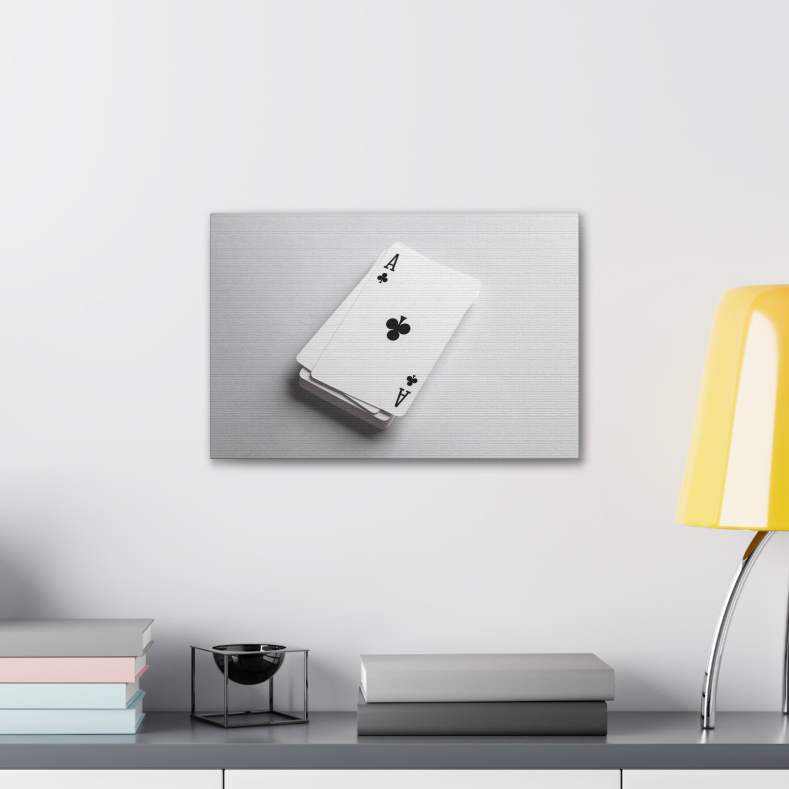 Ace of Clubs On A Playing Card Stack Playing Card Canvas Wall Art for Home Decor Ready-to-Hang-Express Your Love Gifts