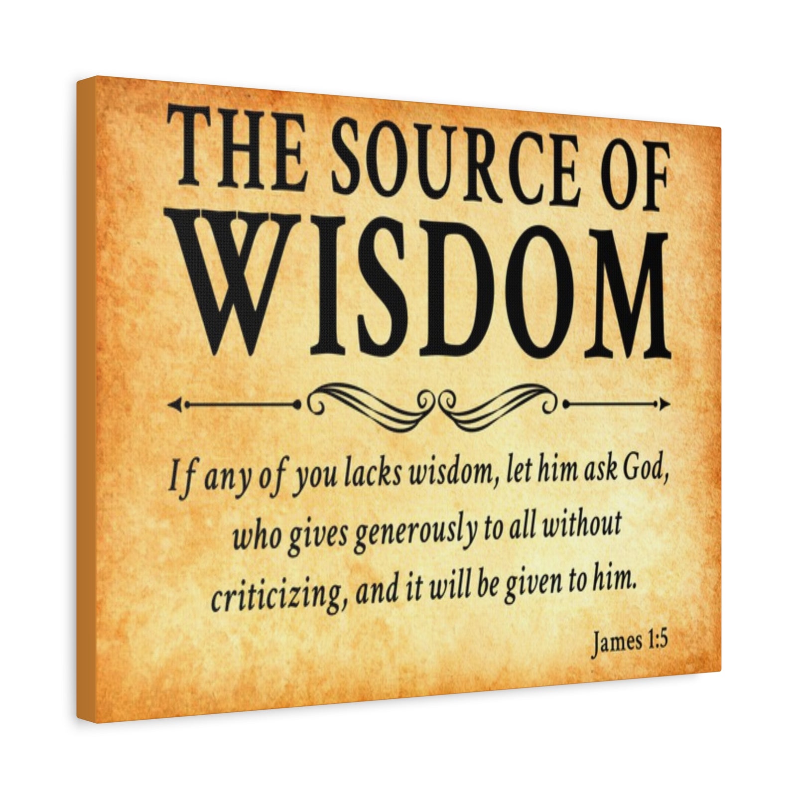 Scripture Walls James 1:5 The Source of Wisdom Gold Bible Verse Canvas Christian Wall Art Ready to Hang Unframed-Express Your Love Gifts