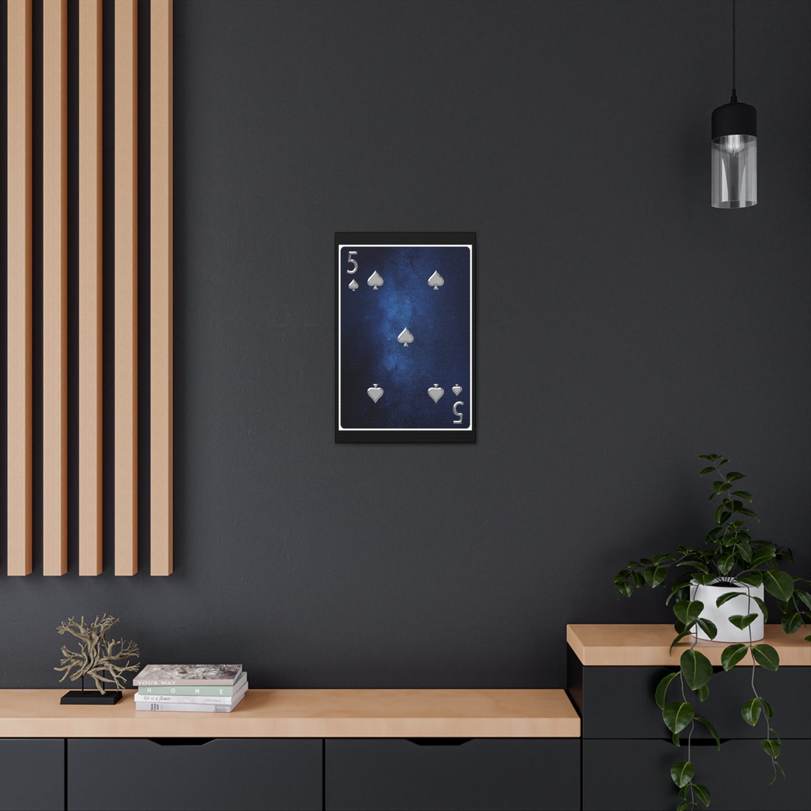 Five Of Spades Space Background Playing Card Canvas Wall Art for Home Decor Ready-to-Hang-Express Your Love Gifts