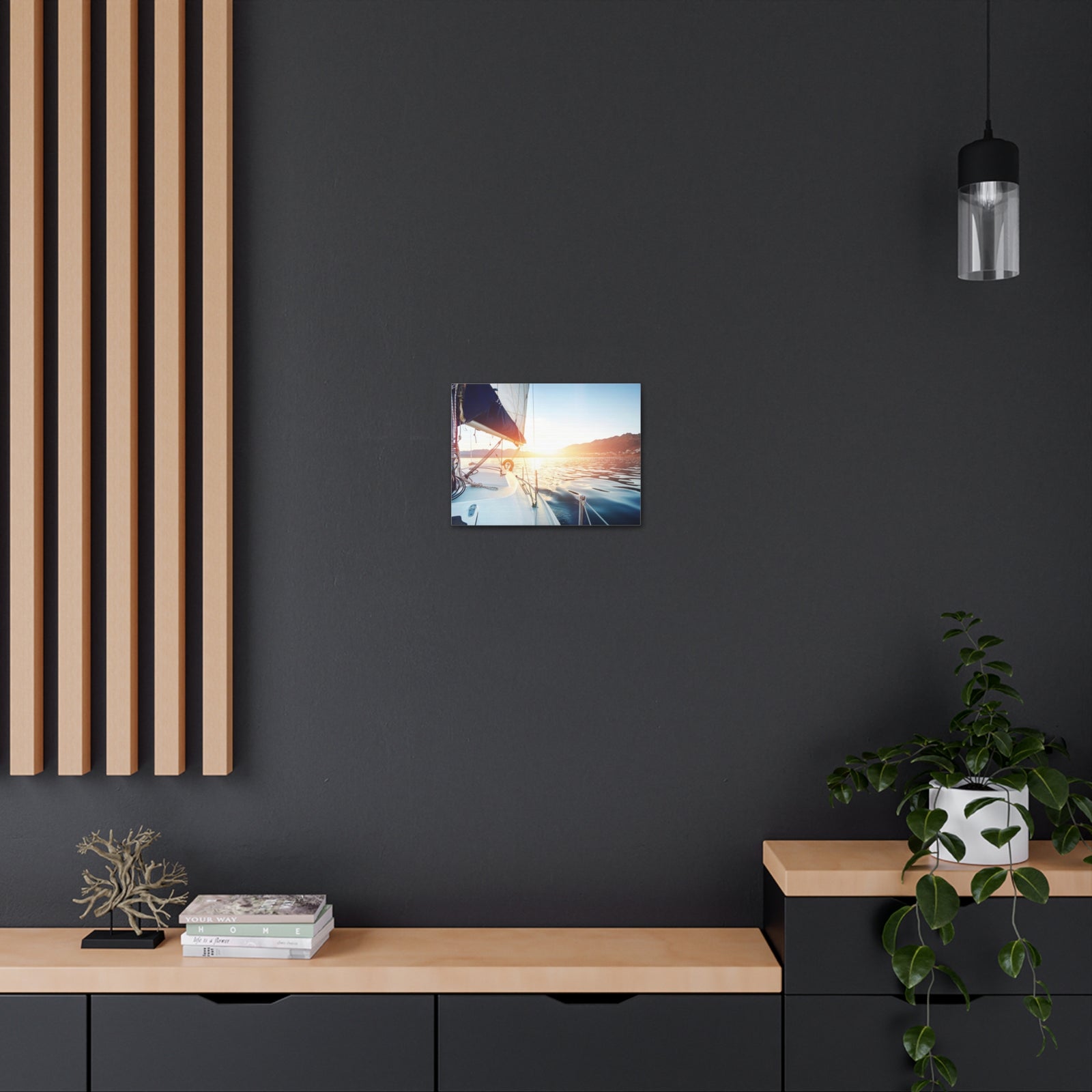 Sailing Yacht Boat On ocean At Sunset Ocean Canvas Wall Art for Home Decor Ready-to-Hang-Express Your Love Gifts