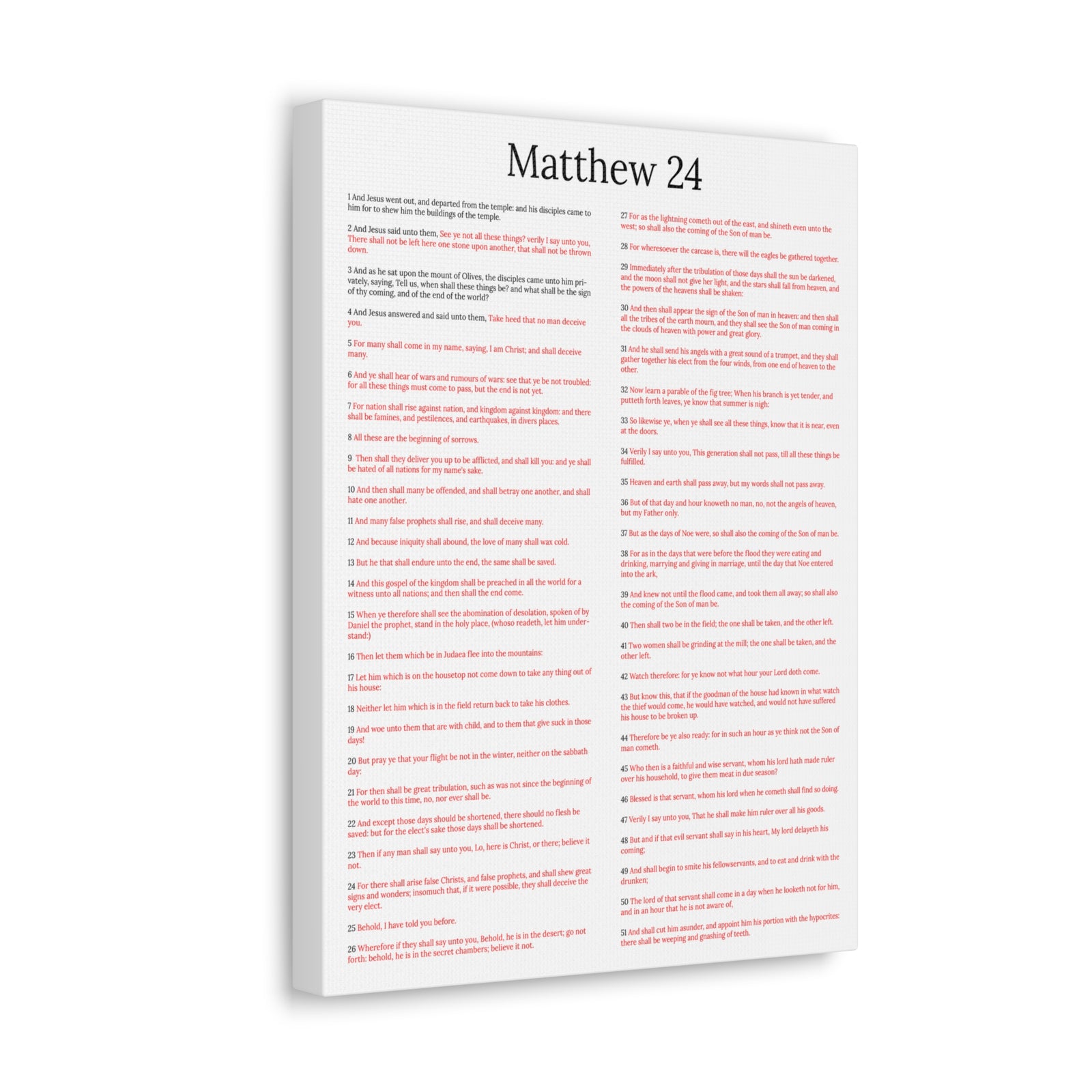 Scripture Walls Matthew 24 Chapter Christ Words in Red Christian Wall Art Print Ready to Hang Unframed-Express Your Love Gifts