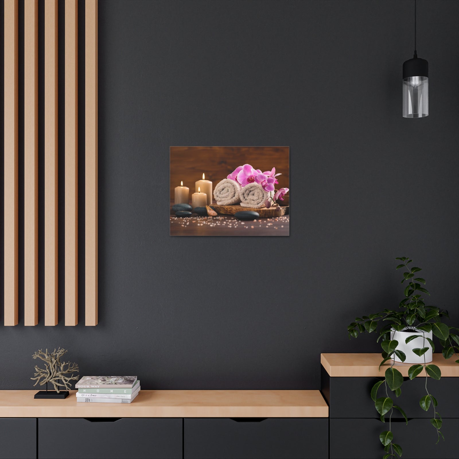 Rolled Towel and Orchids Forest Floral Nature Photography Canvas Wall Art for Home Decor Ready-to-Hang-Express Your Love Gifts