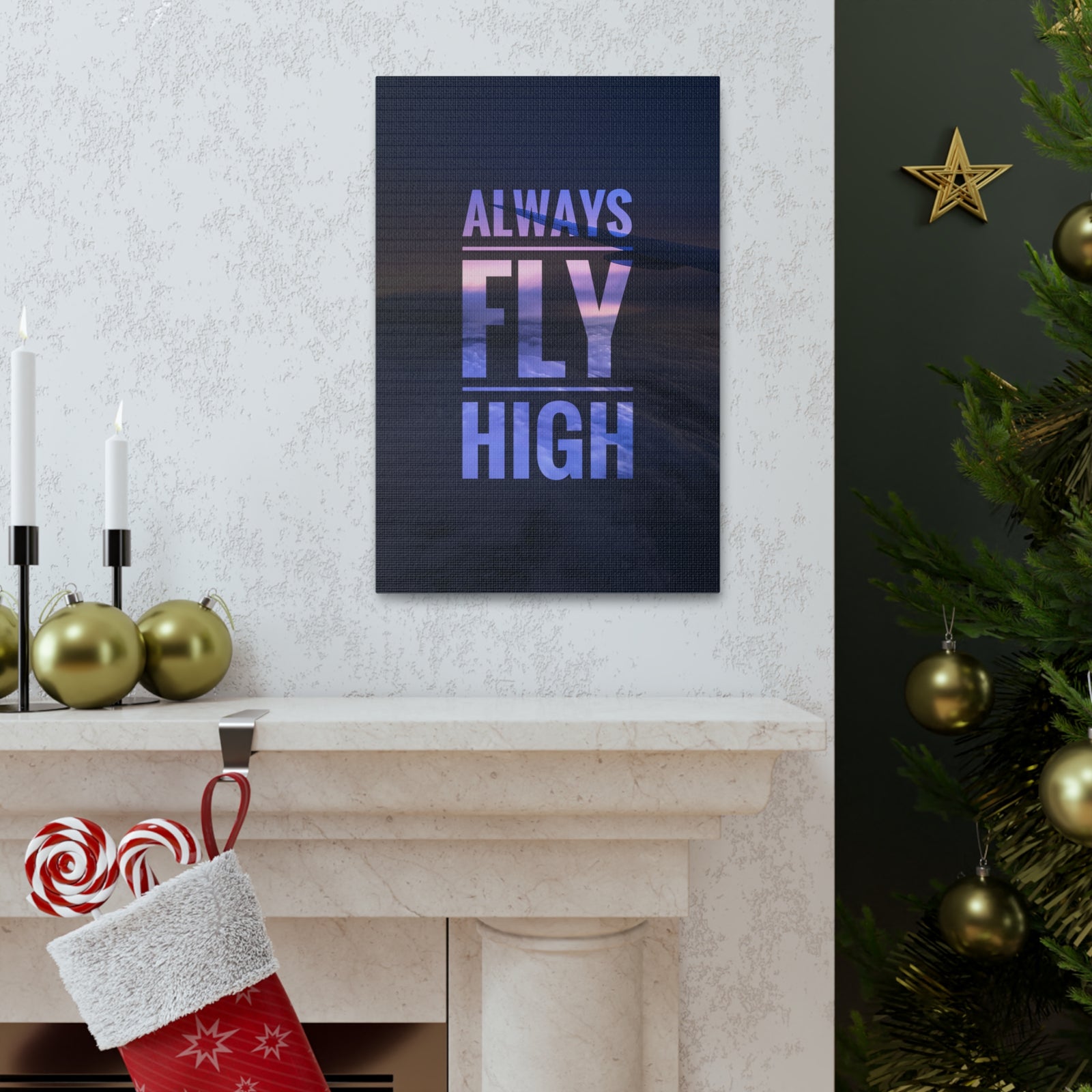Inspirational Quote Canvas Always Fly High Motivational Print Ready to Hang Artwork-Express Your Love Gifts