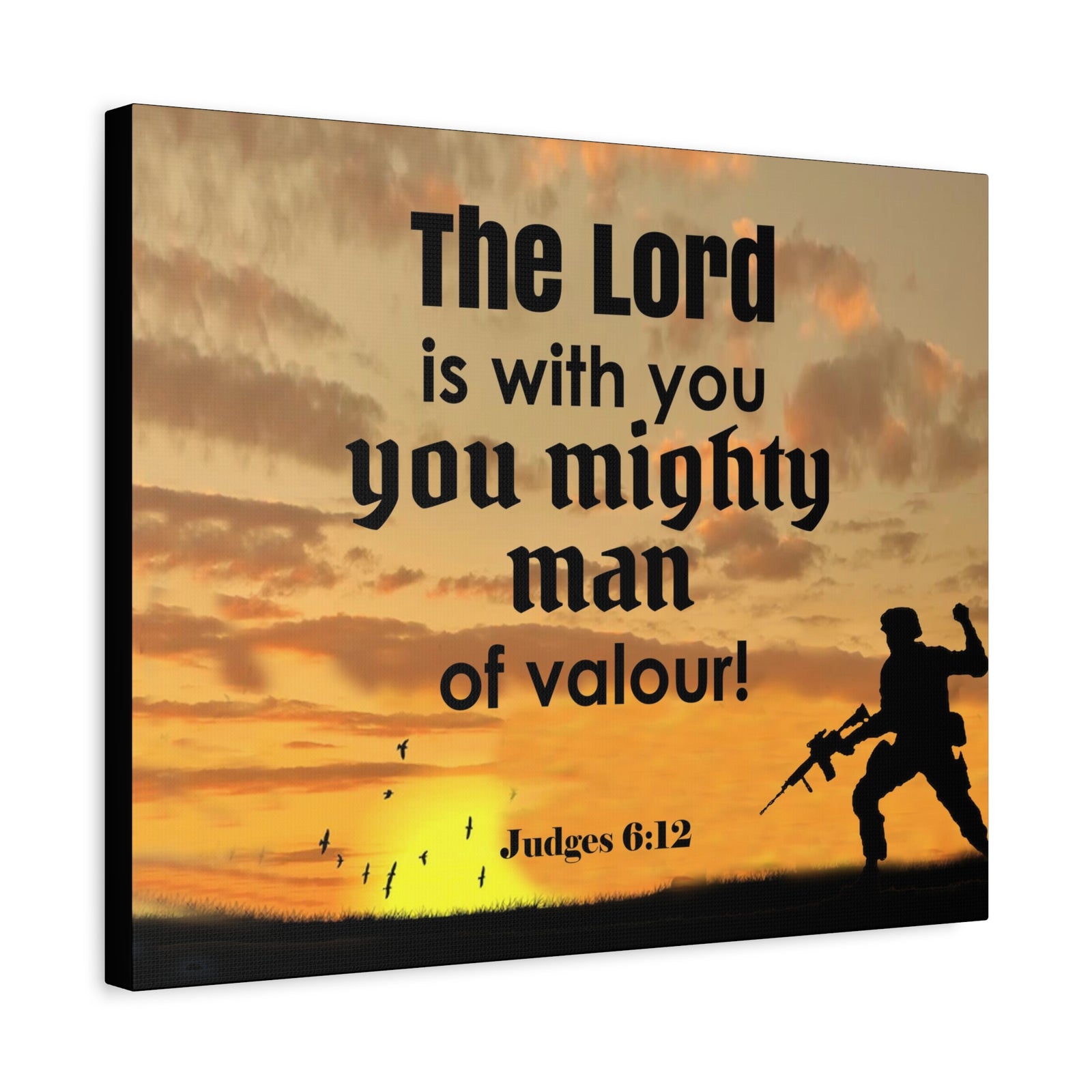 Scripture Wall Lord is with You Judges 6:12 Bible Chapter Canvas Christian Wall Art Ready to Hang-Express Your Love Gifts