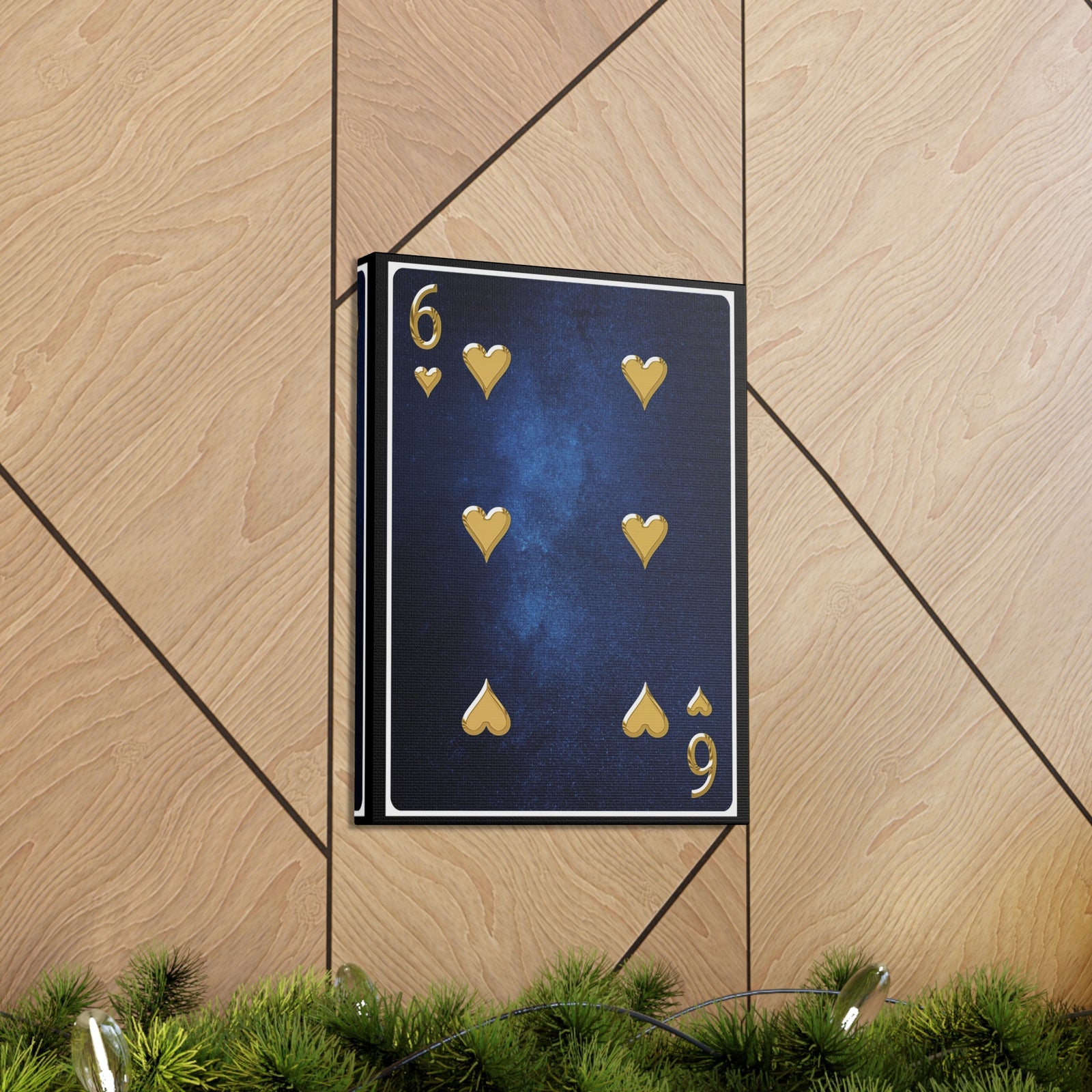 Six Of Hearts Space Background Playing Card Canvas Wall Art for Home Decor Ready-to-Hang-Express Your Love Gifts